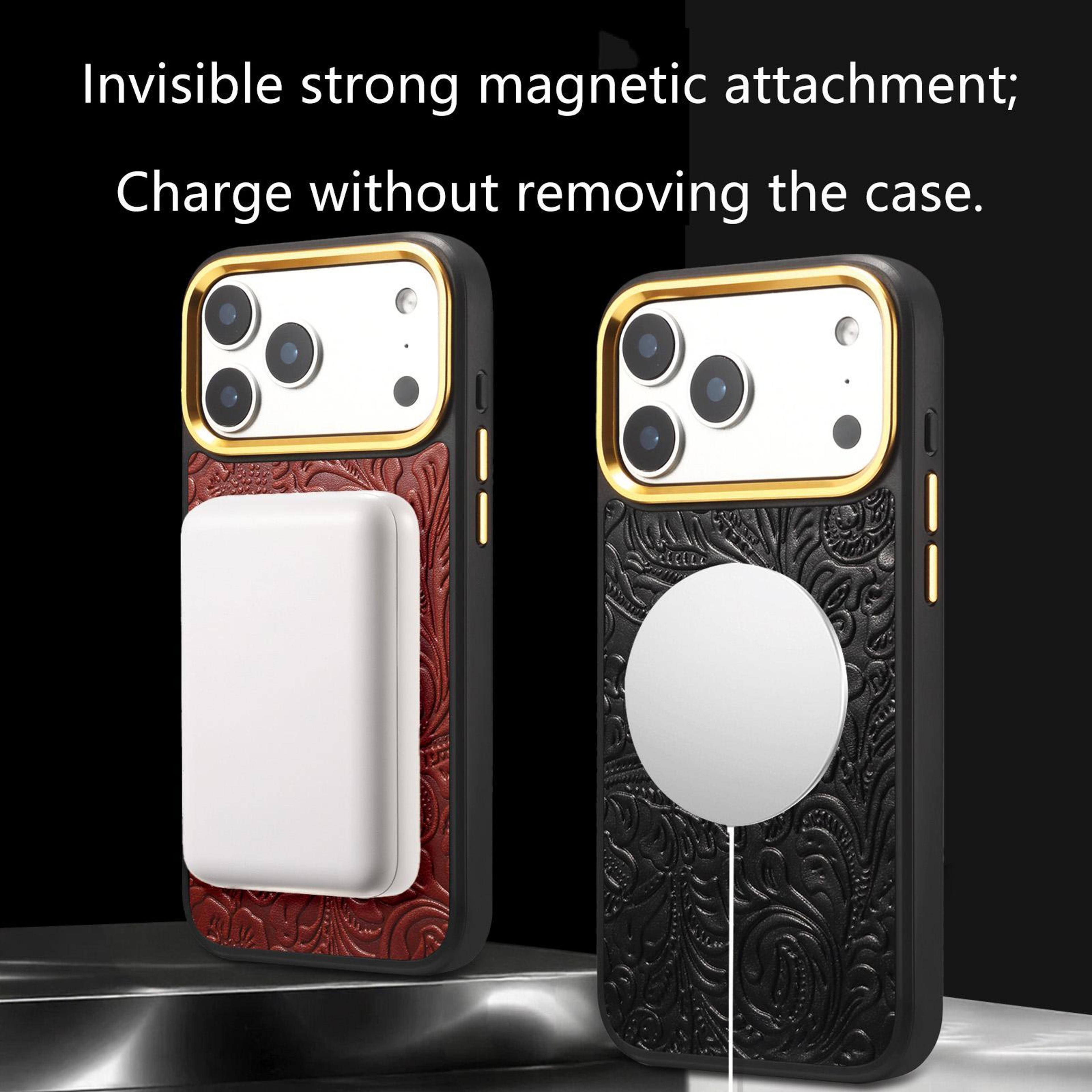 Denior Retro Flower IPhone 16 Pro  16 Pro Max Leather Case With MagSafe Phone Case Protection 2
