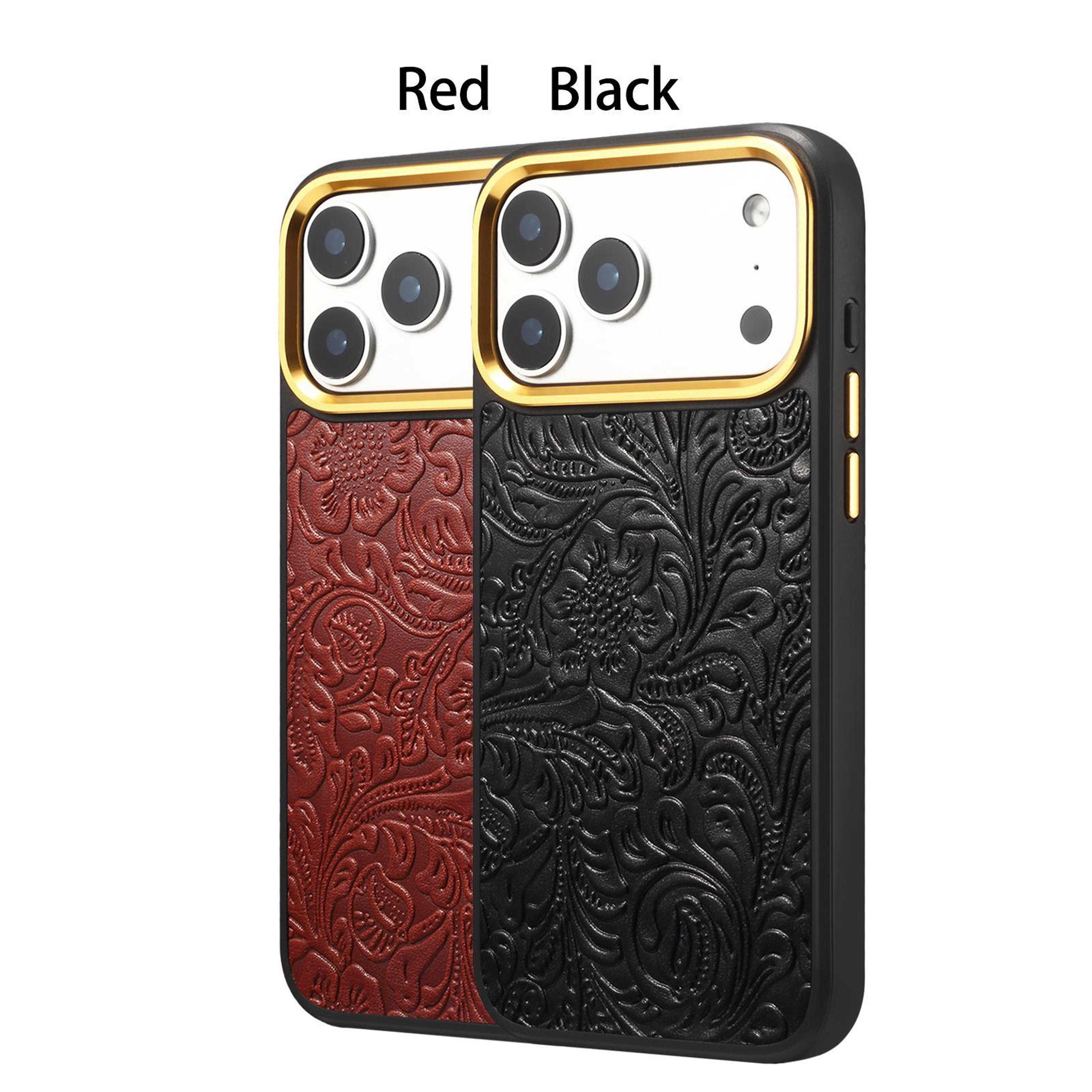 Denior Retro Flower IPhone 16 Pro  16 Pro Max Leather Case With MagSafe Phone Case Protection 3