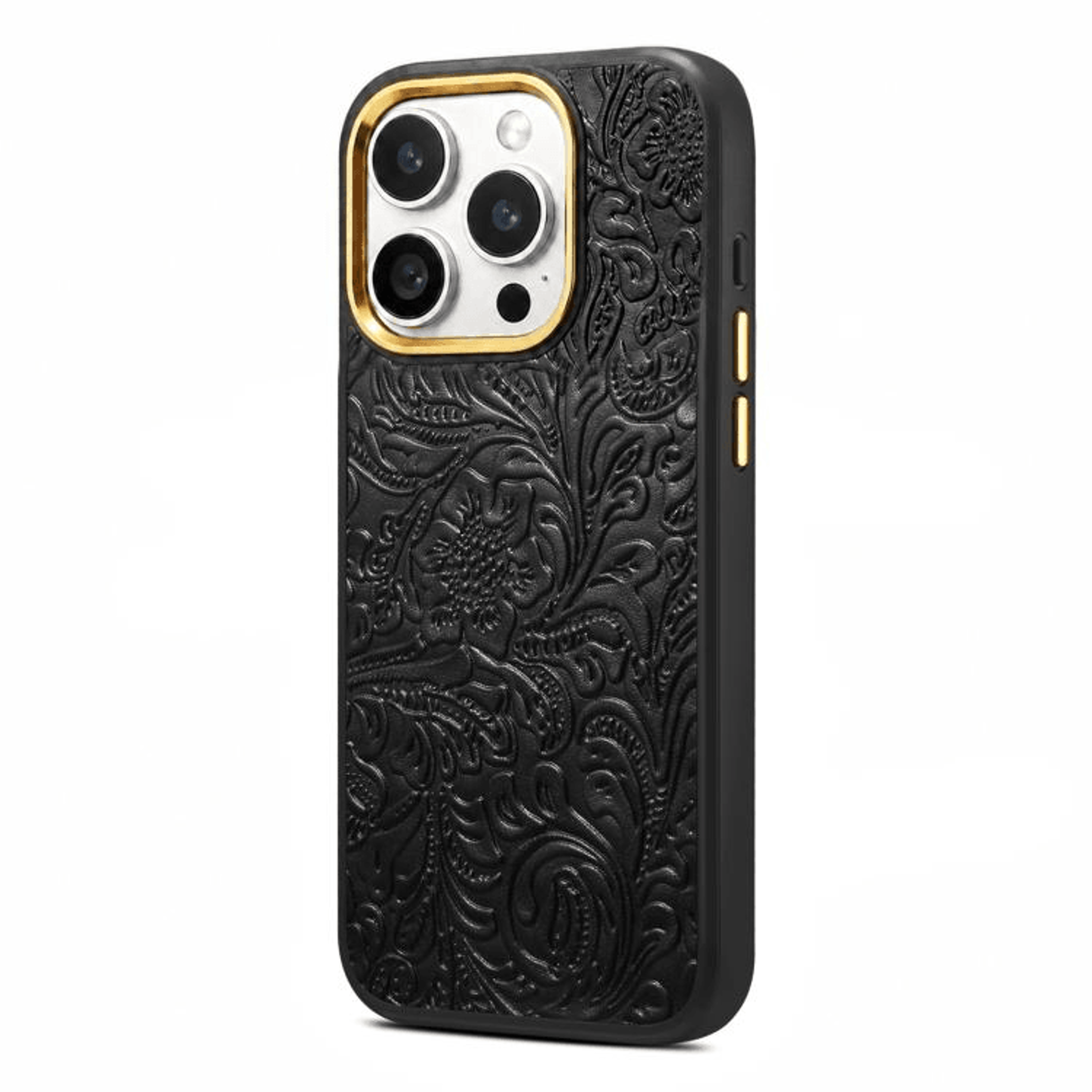 Denior Retro Flower IPhone 16 Pro  16 Pro Max Leather Case With MagSafe Phone Case Protection 5