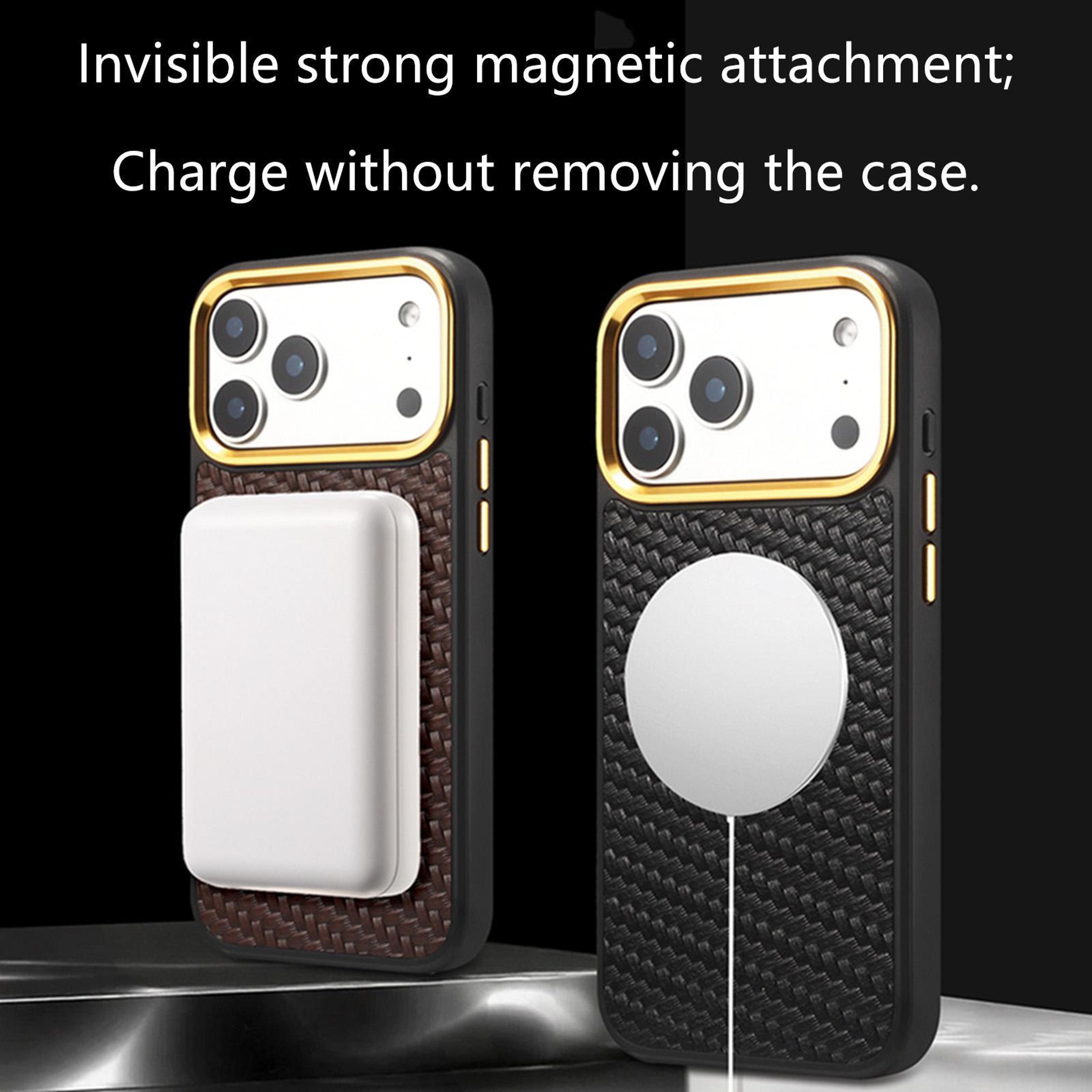 Denior Leather Woven Twill IPhone 16 Pro  Pro Max Case MagSafe Compatible Shockproof Cover 6