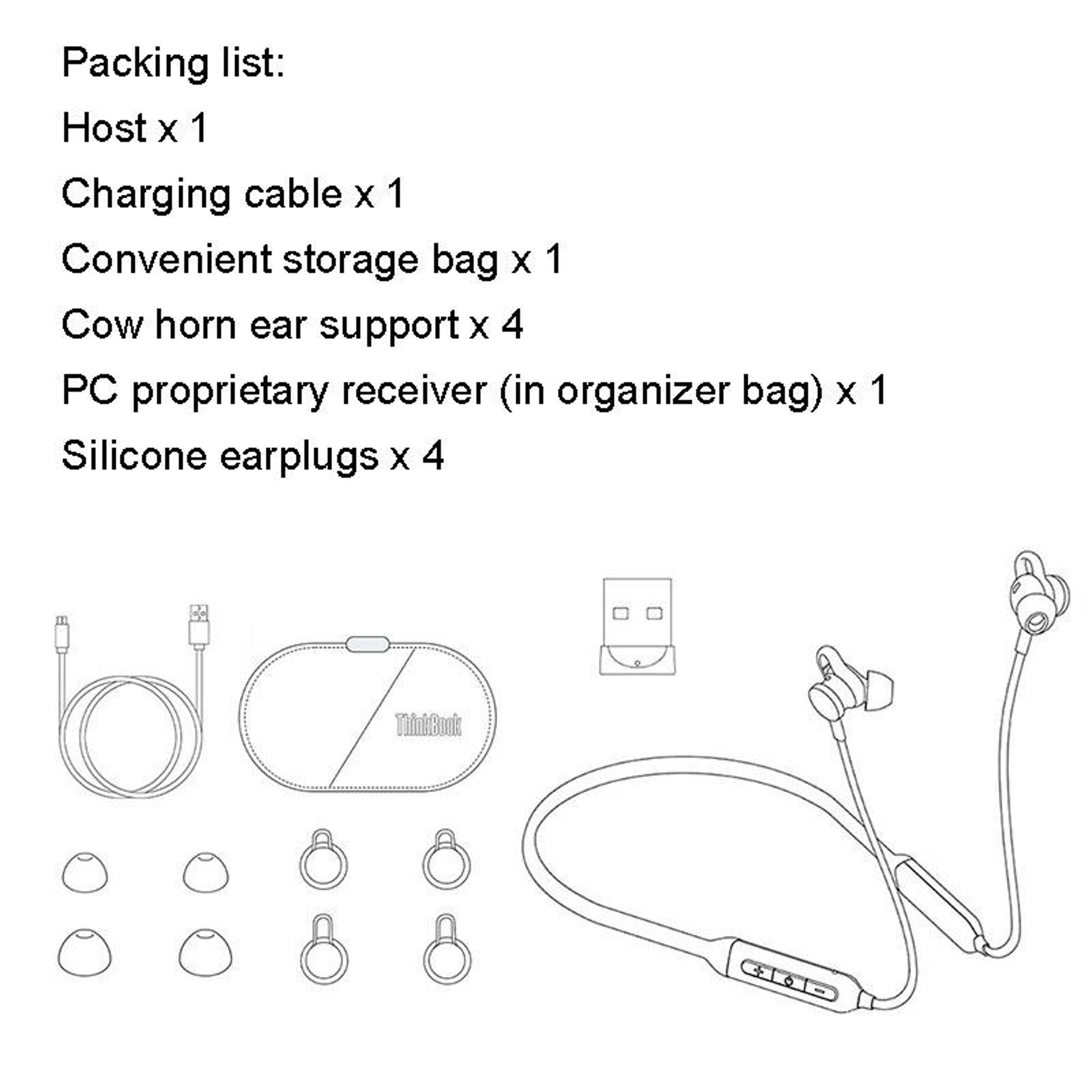 Lenovo ThinkBook UC100 Bluetooth Neckband Headset Dual Device Wireless Bluetooth Earphones With ENC 1