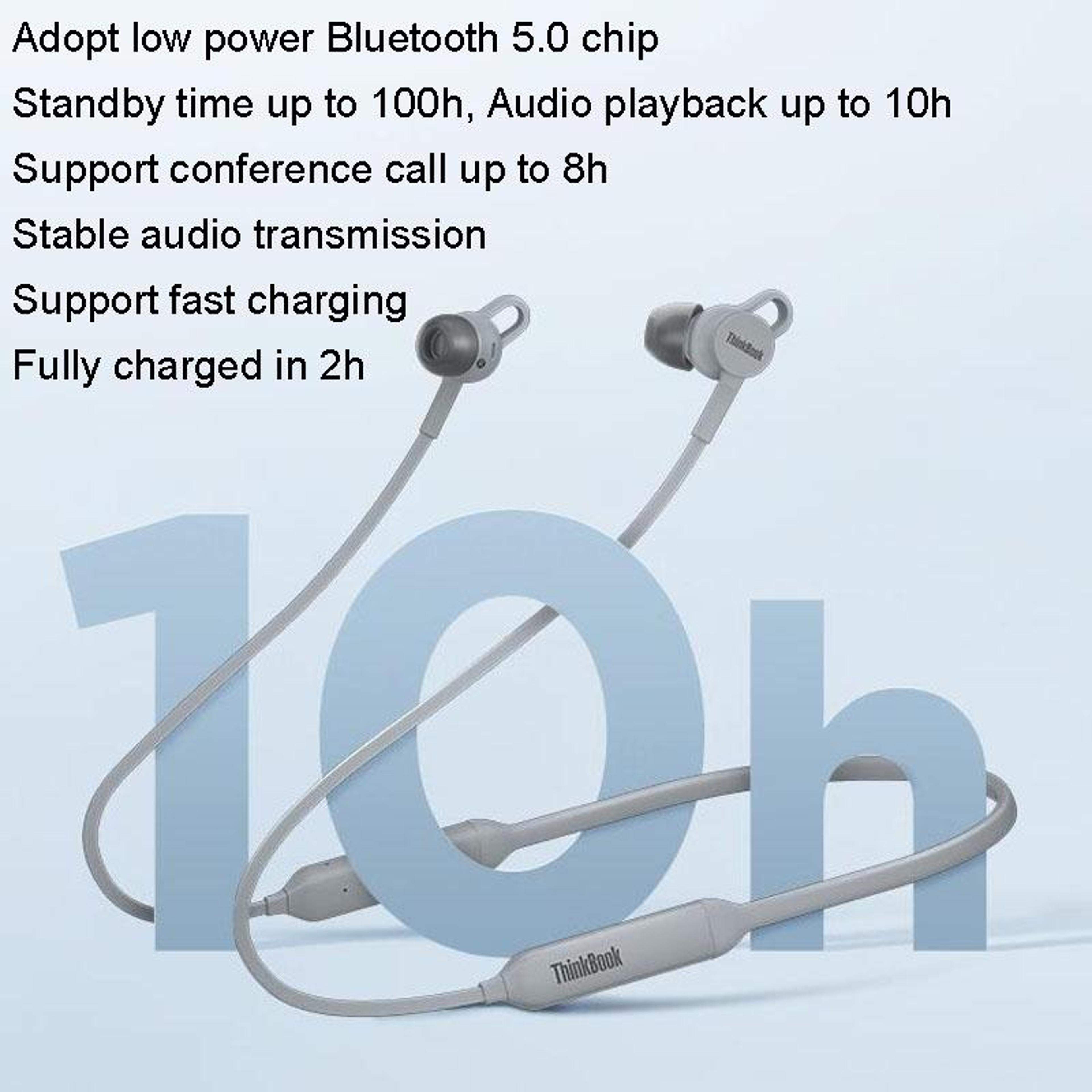 Lenovo ThinkBook UC100 Bluetooth Neckband Headset Dual Device Wireless Bluetooth Earphones With ENC 7