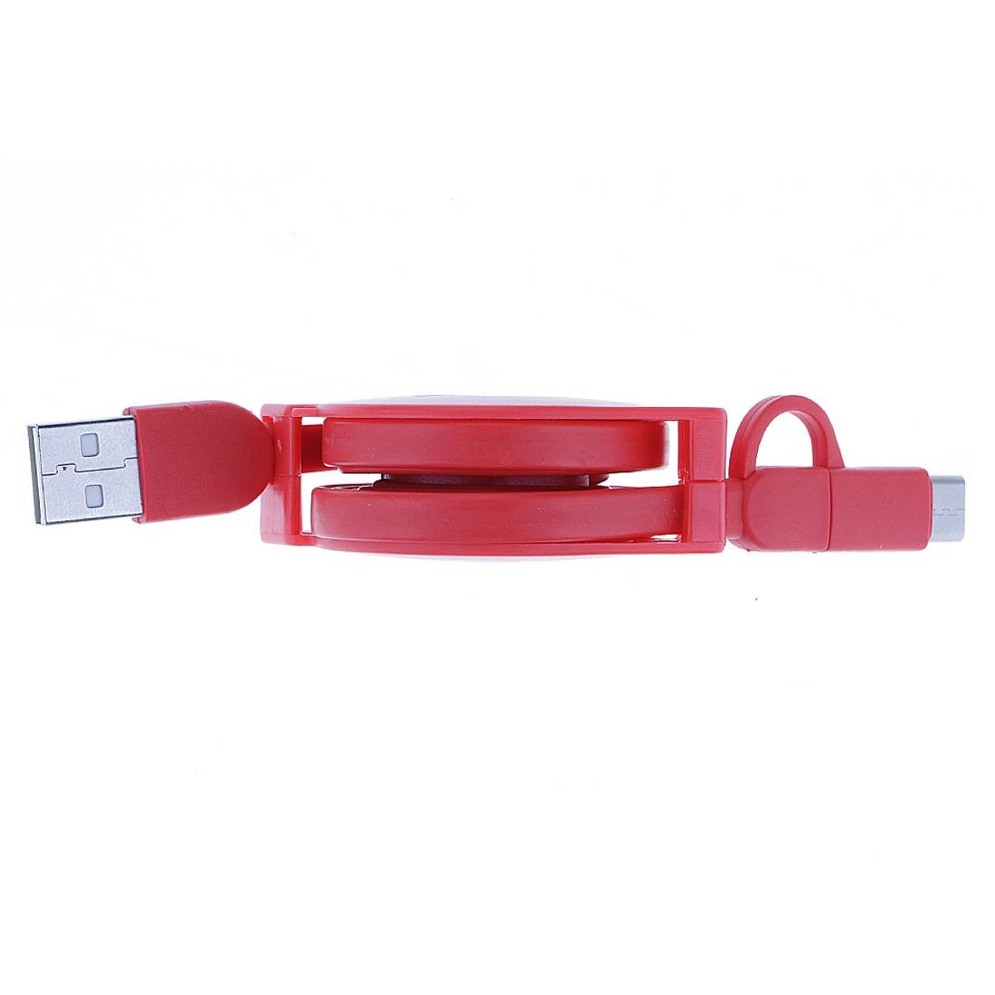 2in1 Retractable USB Charging Cable 1M 2A Micro USB To USBC Fast Data Sync Cable 3