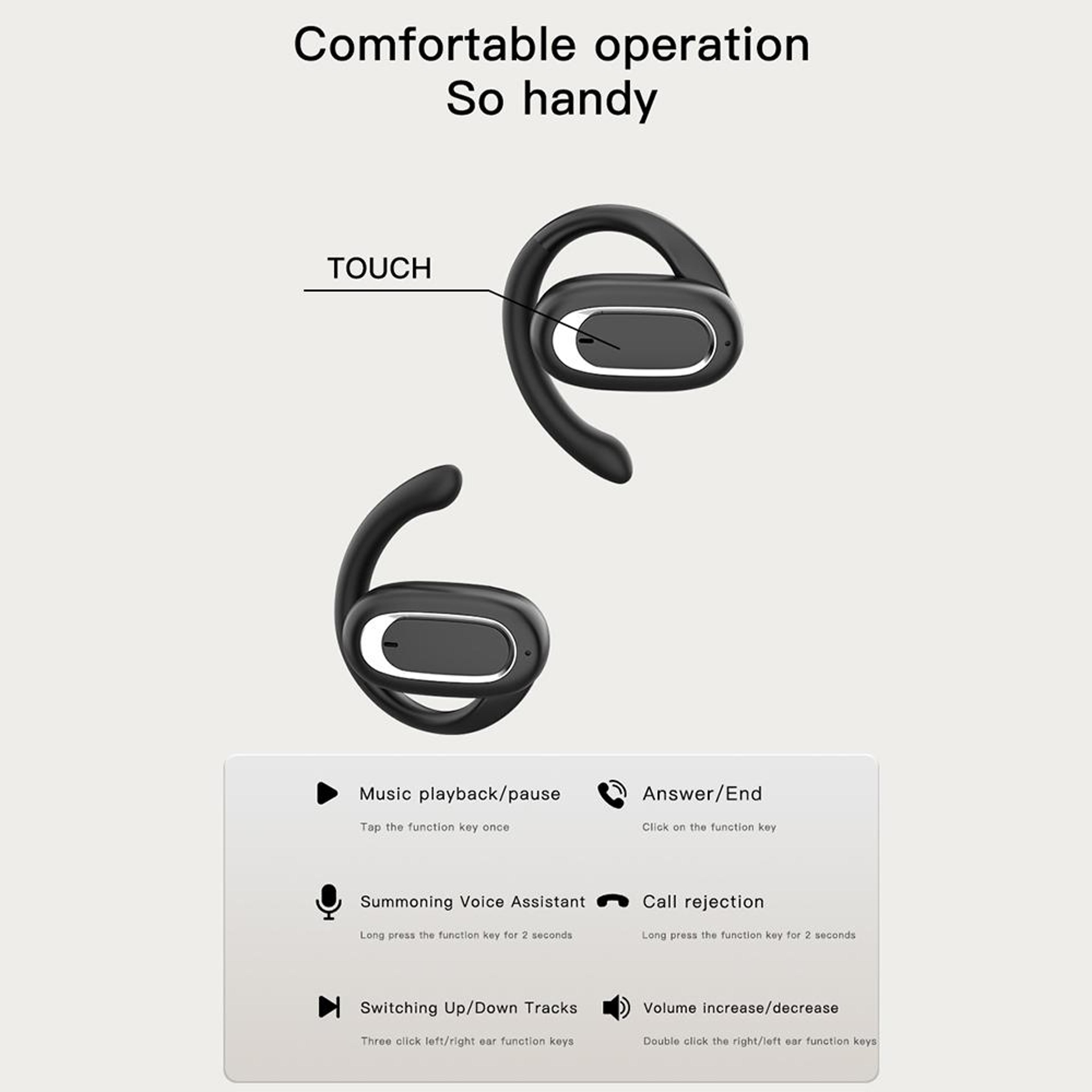 T35 Open Ear Earbuds Bluetooth 53 Noise Cancelling Wireless Ear Hook Headphones 2