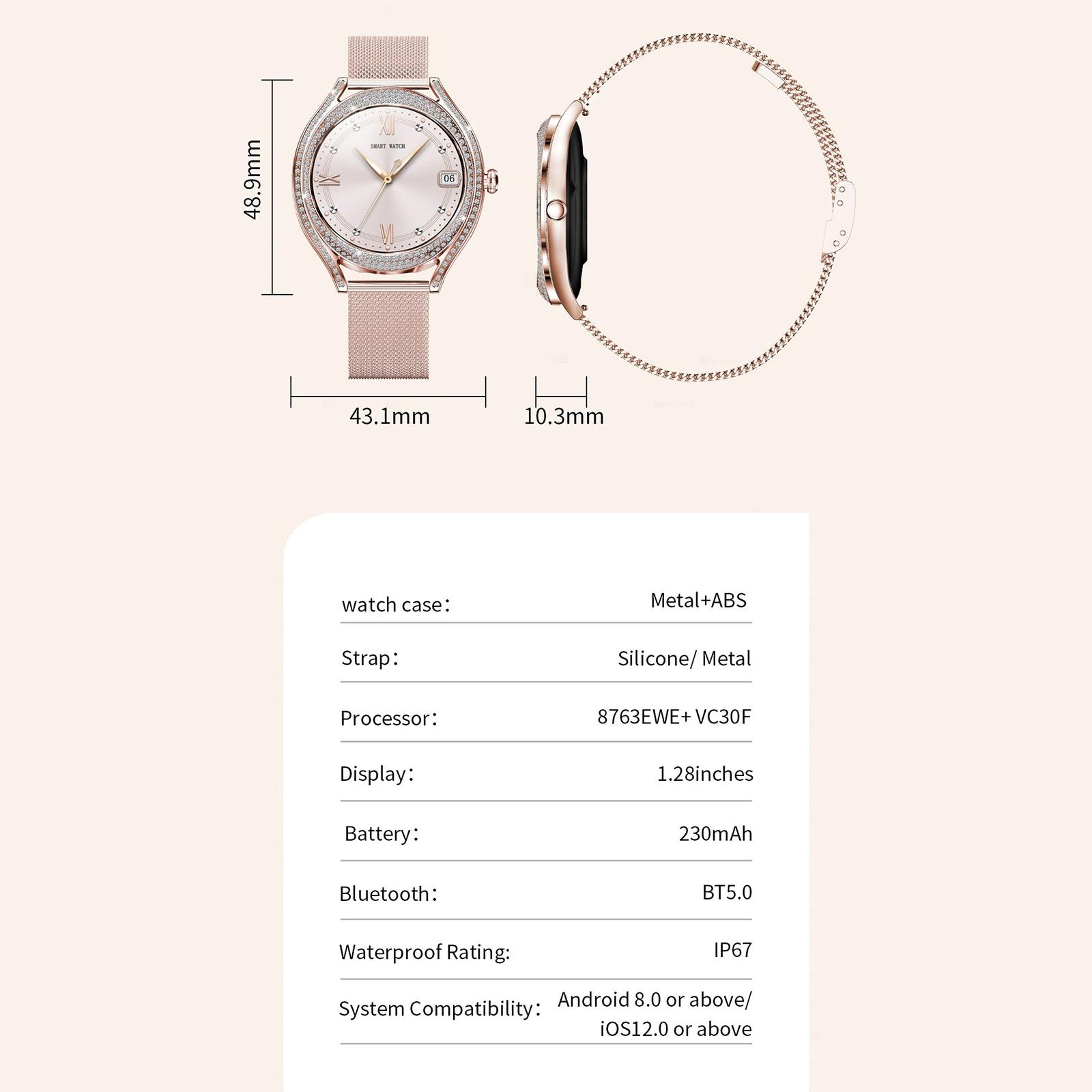 V66 Smart Watch With Bluetooth Calling Fitness Tracker Heart Rate Sleep Monitor Silicone Strap 2