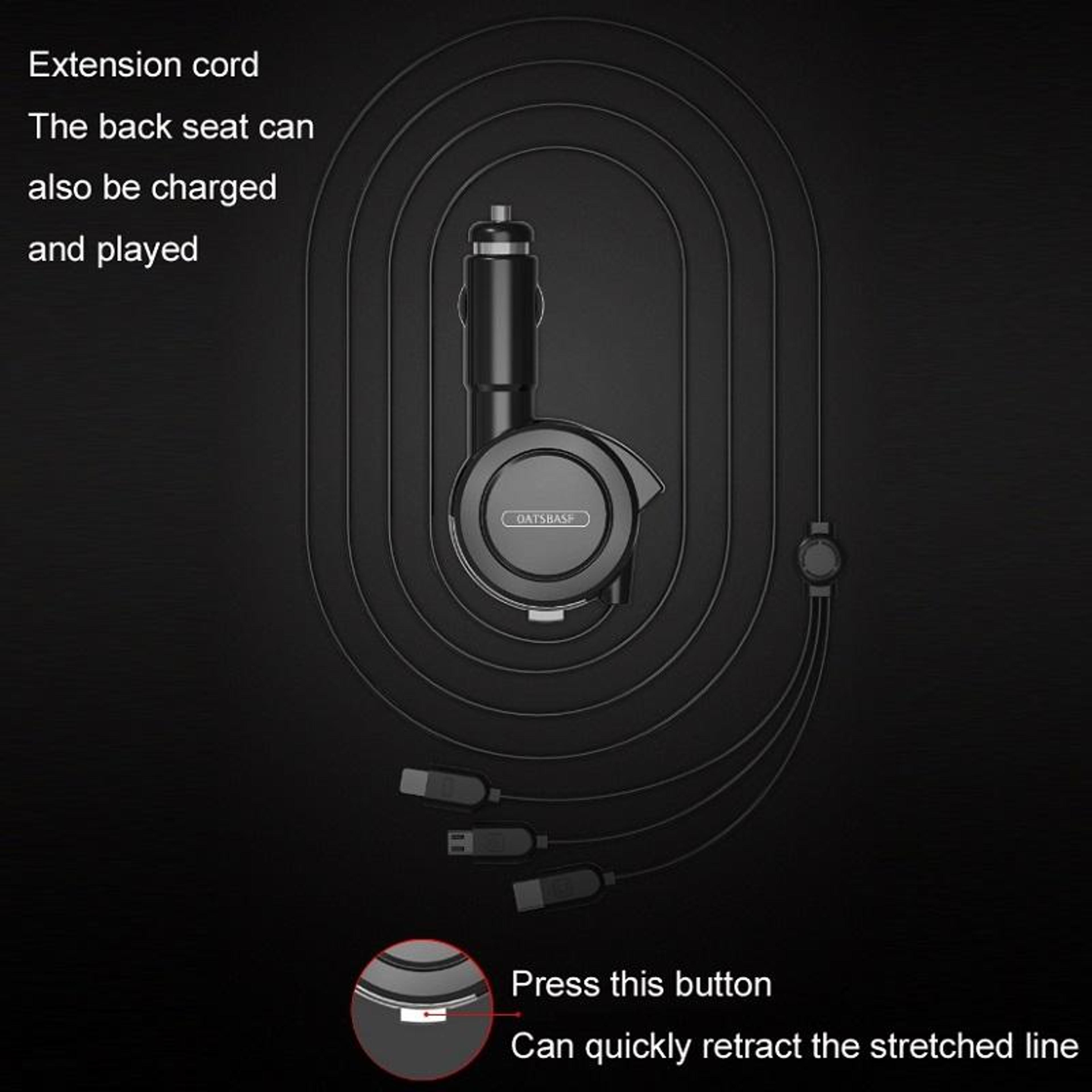 Oatsbasf 3 In 1 Car Charger With Retractable Charging Cable For IPhone Android And USB C Devices Re 5