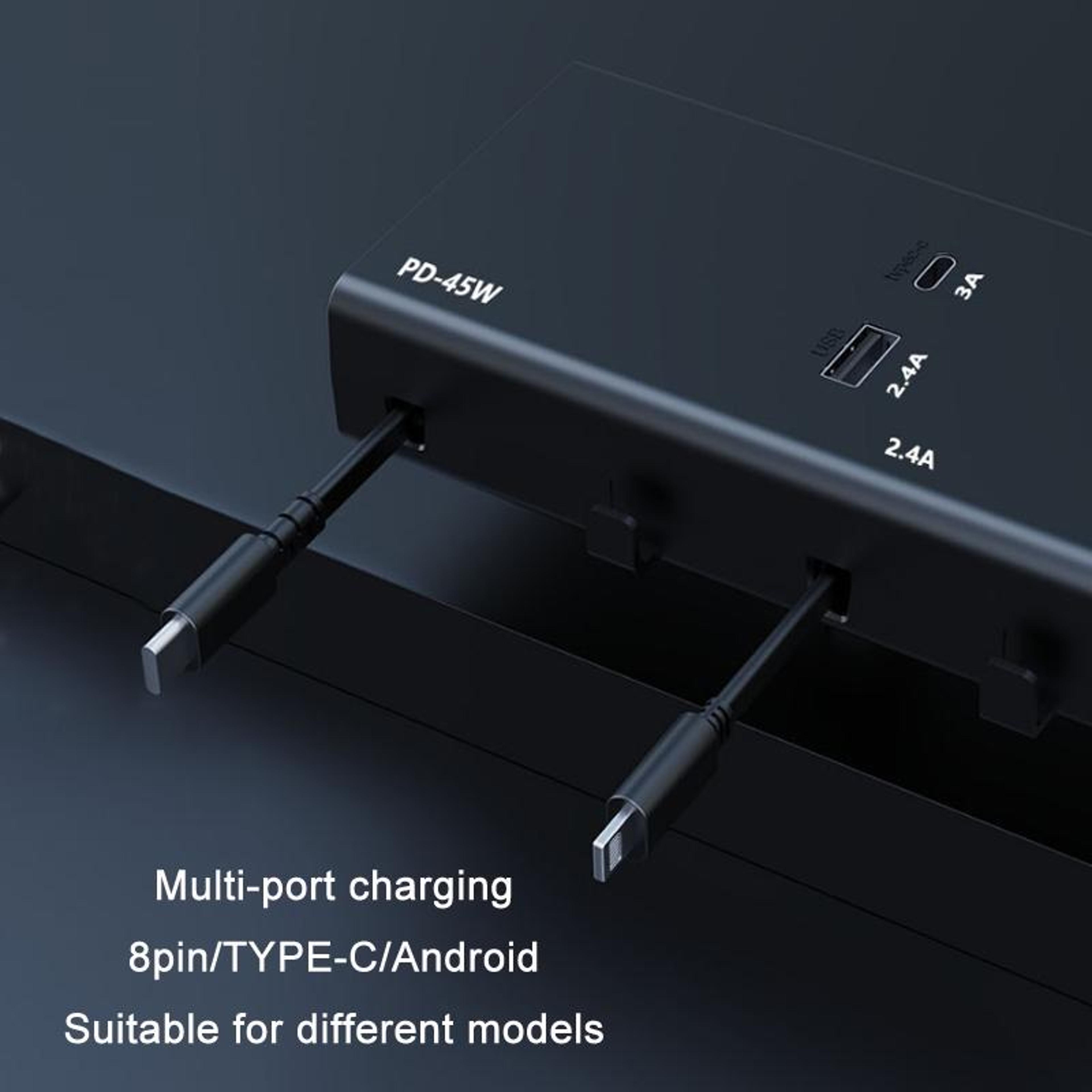 65W Car Charger With Retractable Dual Cables Fast USB C Multi Device Charging Adapter 4