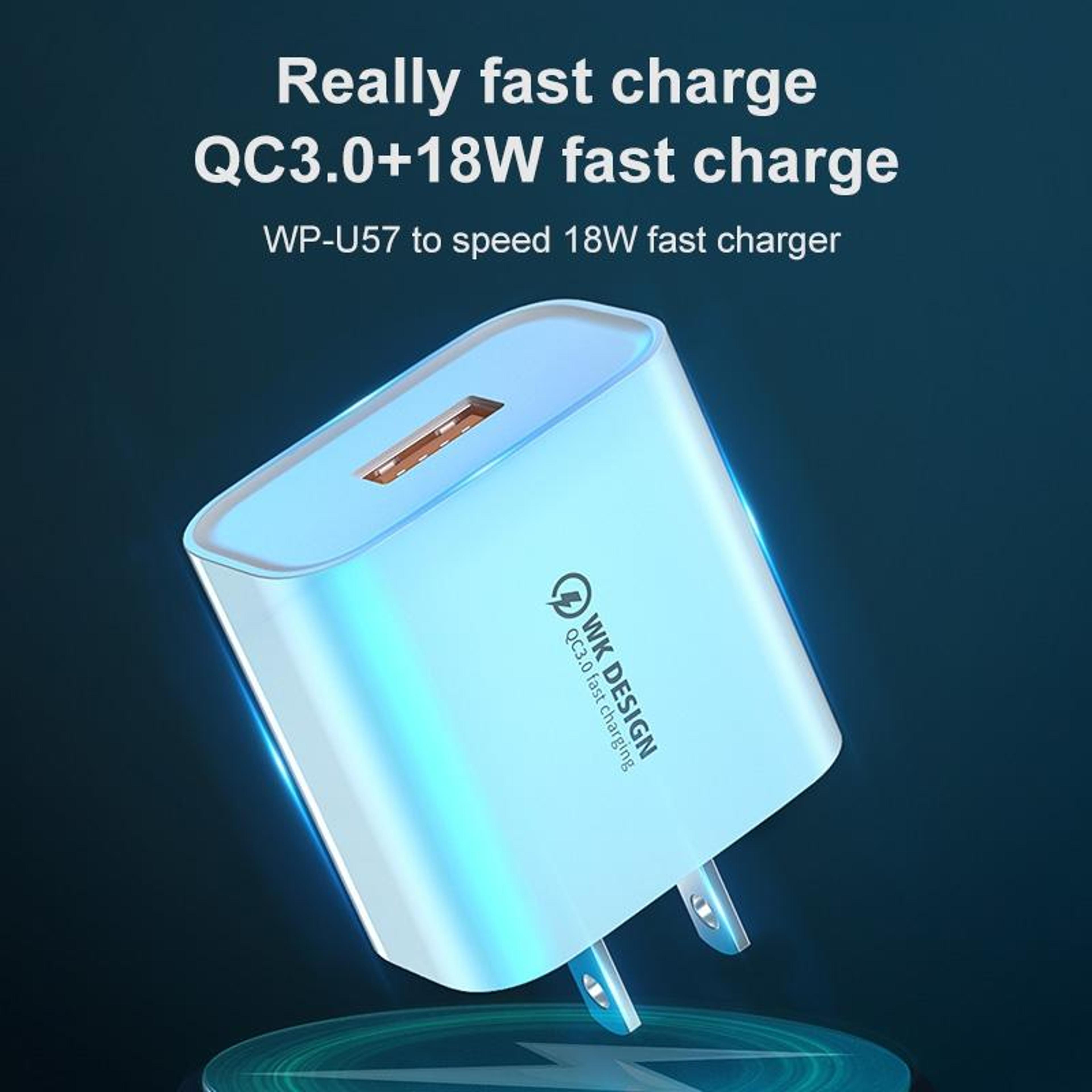 WK WPU57 18W Fast Charger With USB C Charging Cable QC30 Wall Adapter US Plug 4