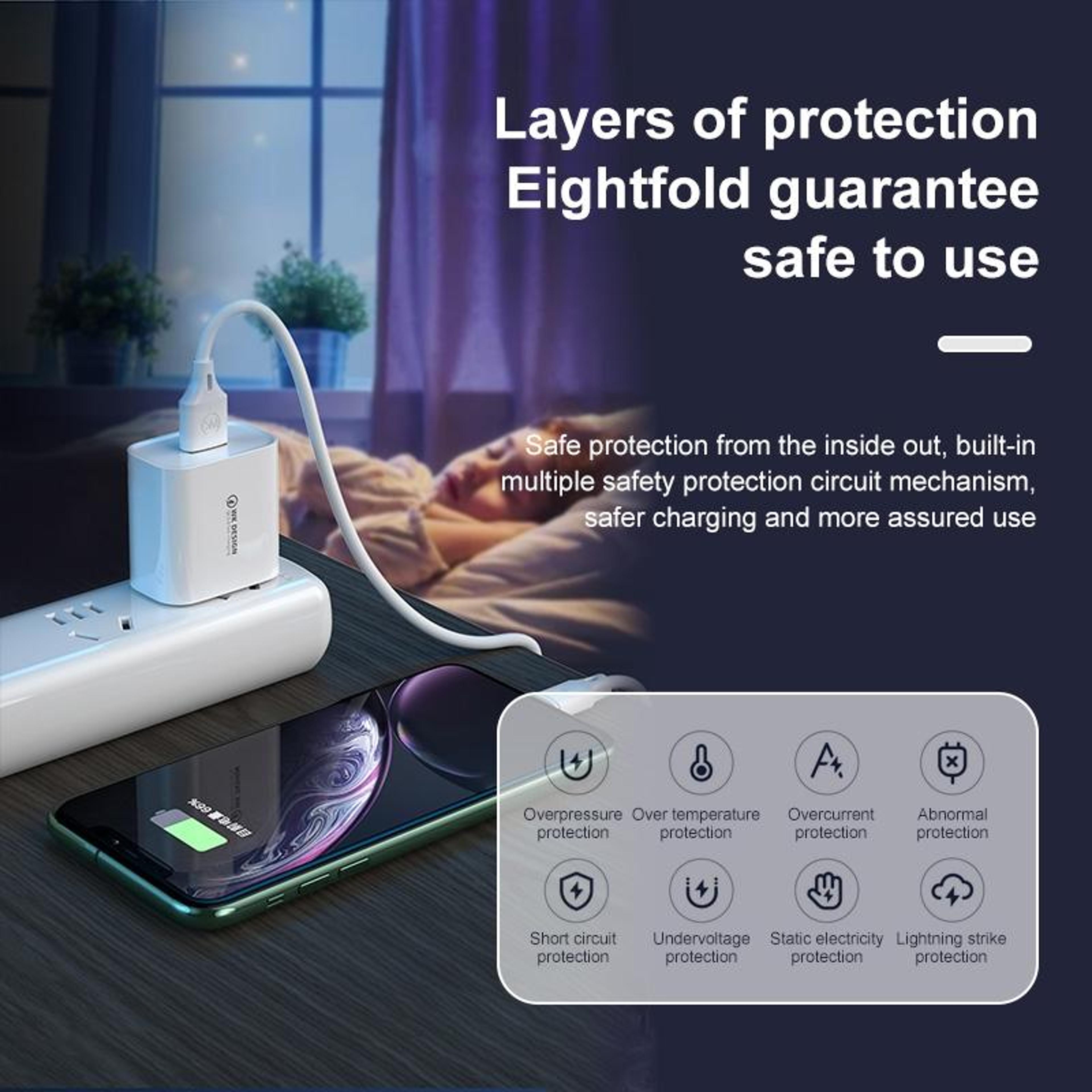 WK WPU57 18W Fast Charger With USB C Charging Cable QC30 Wall Adapter US Plug 7