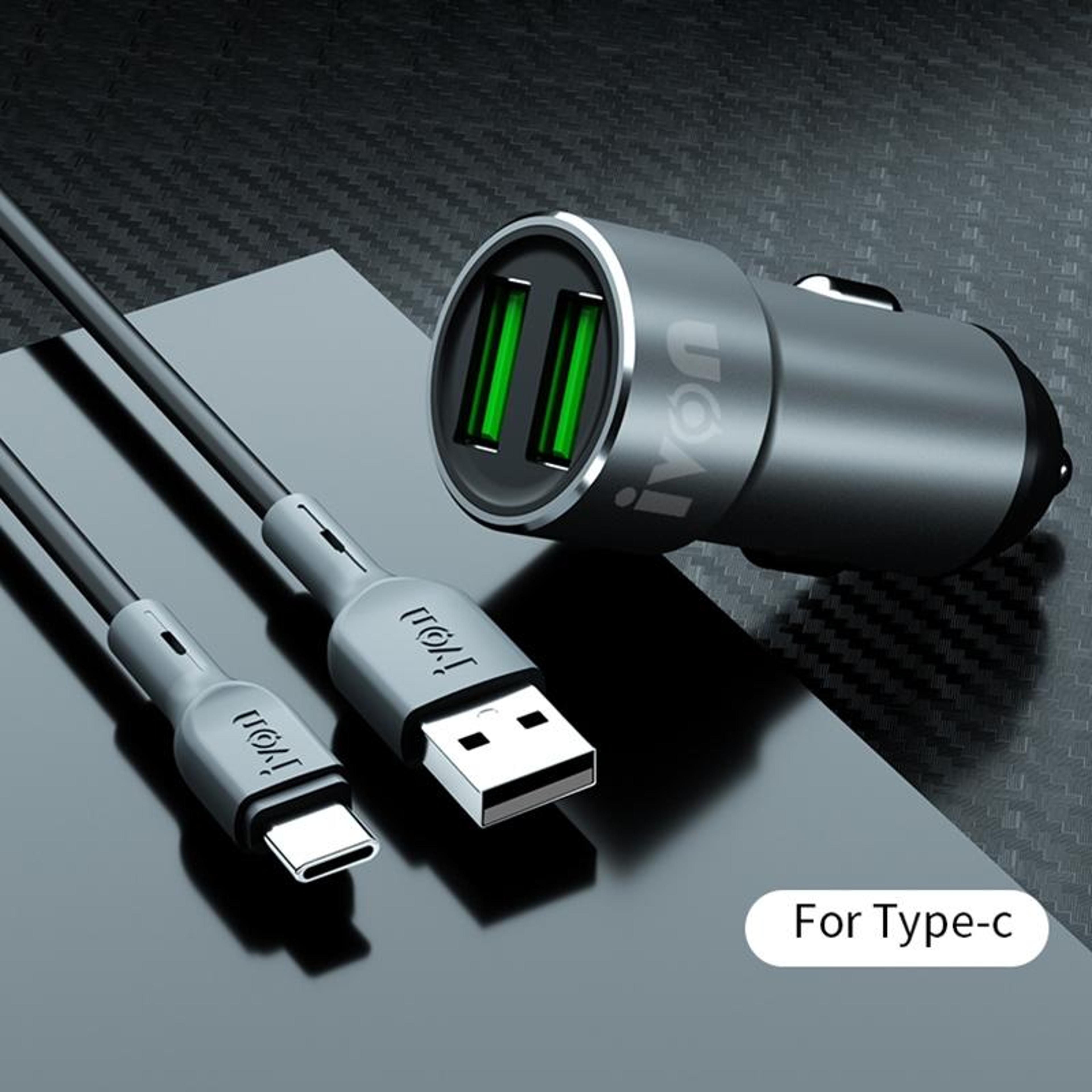 IVON CC38 Dual USB Car Charger With USBC Car Charger Cable 24A Fast Charging Set 1