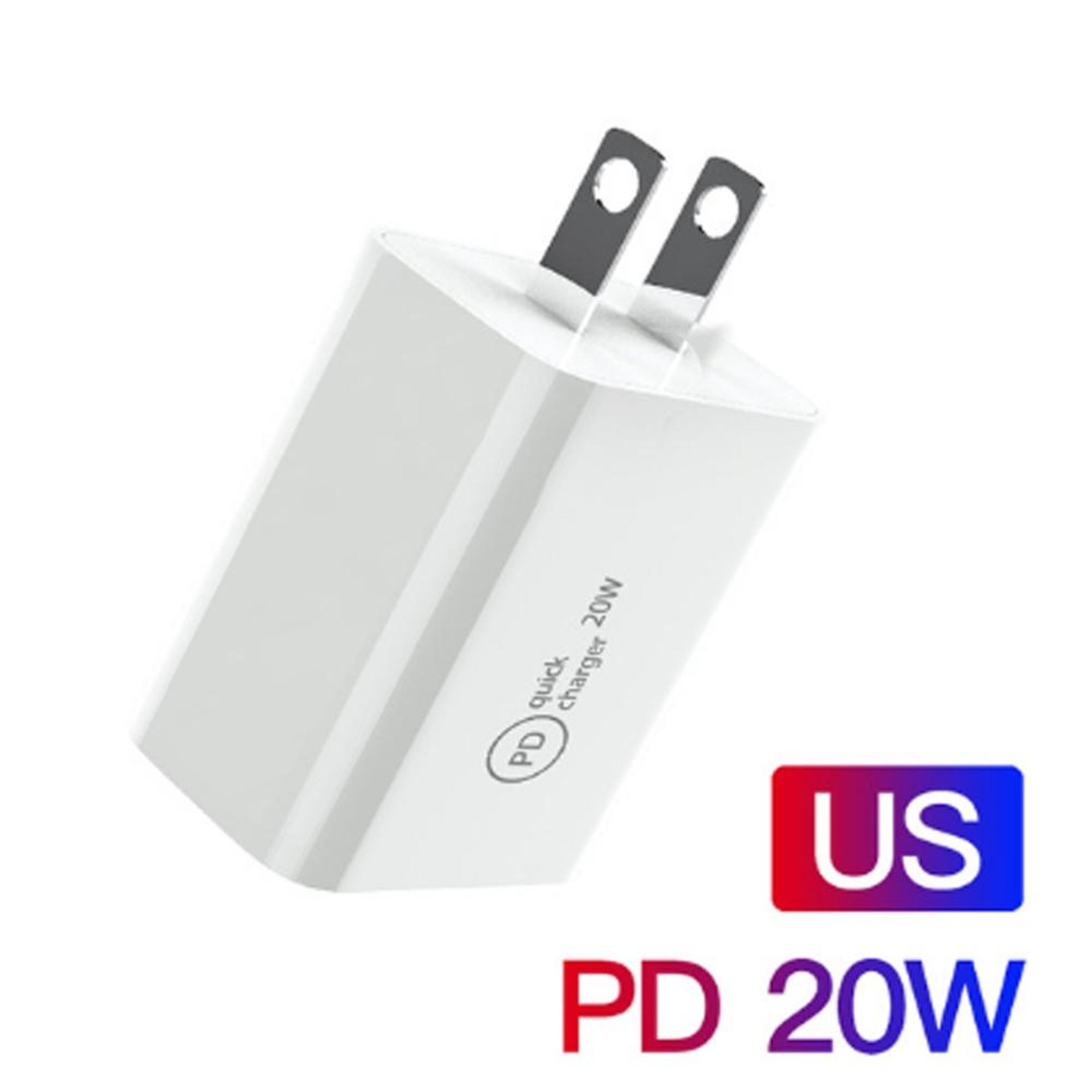 20W USB C Fast Charger With 1m USB C Cable PD 30 Travel Wall Charger US Plug 1