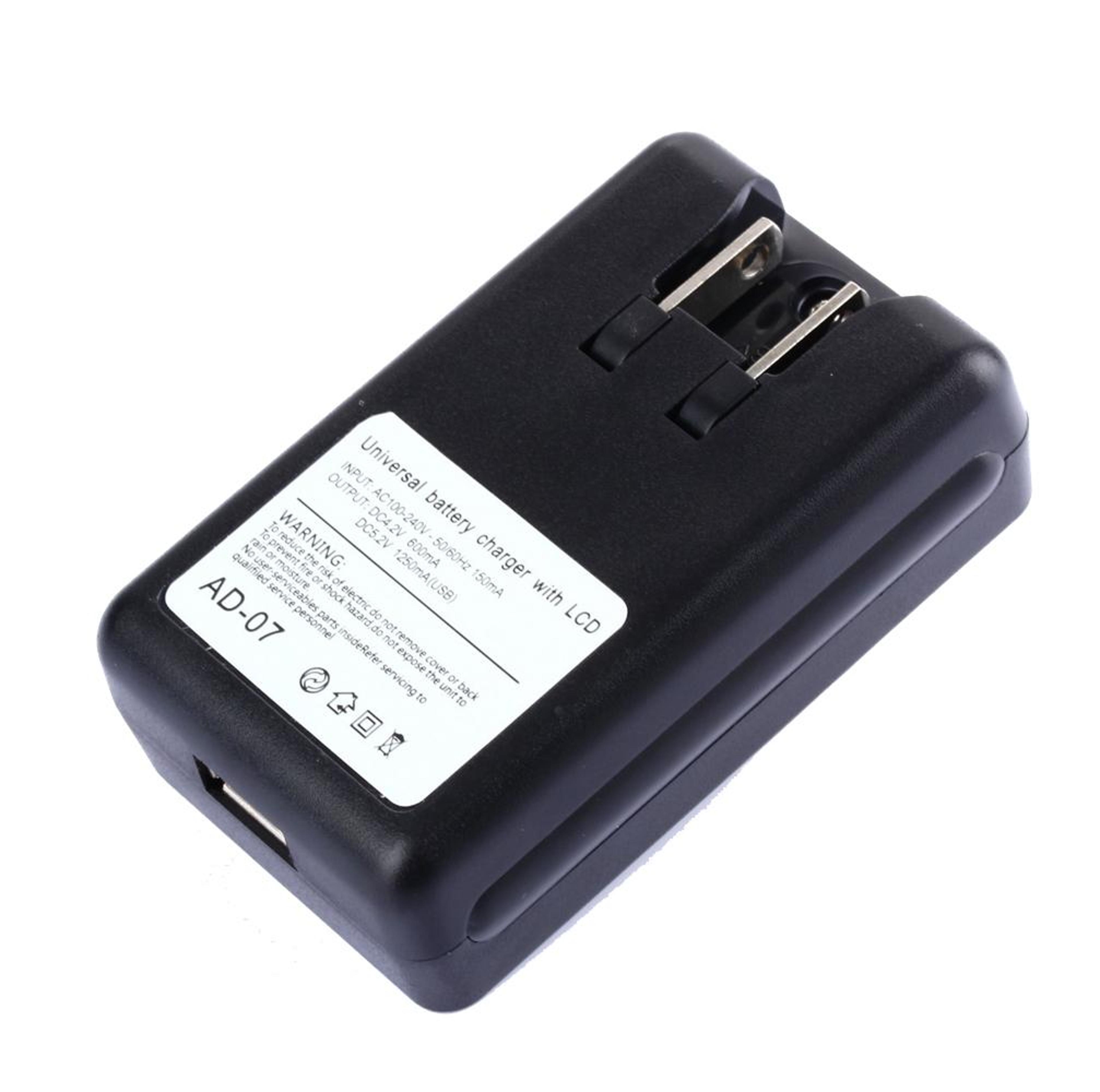 Universal Phone Battery Charger With LCD Display USB Output Smart Charging US Plug Black 5