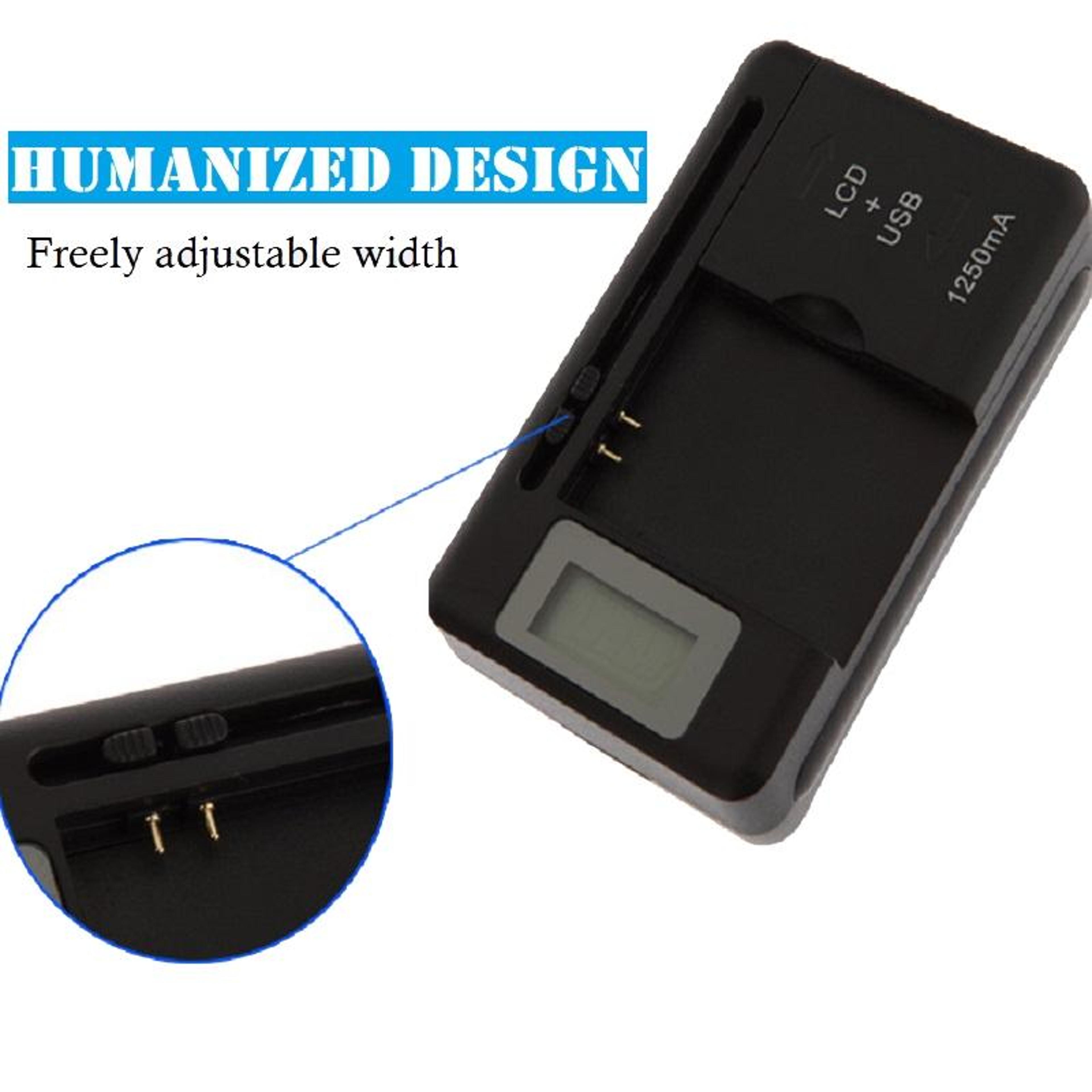 Universal Phone Battery Charger With LCD Display USB Output Smart Charging US Plug Black 6