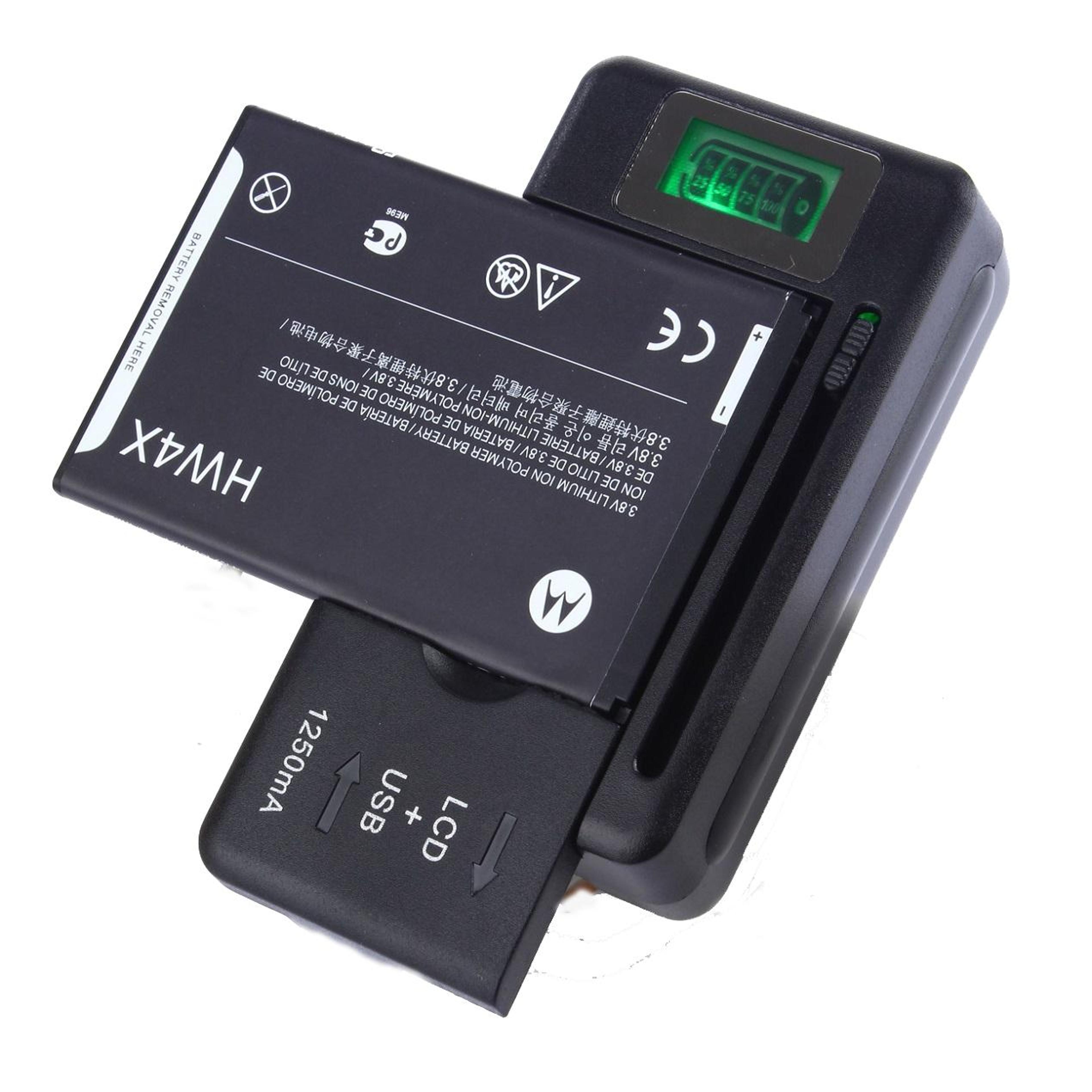 Universal Phone Battery Charger With LCD Display USB Output Smart Charging US Plug Black 7
