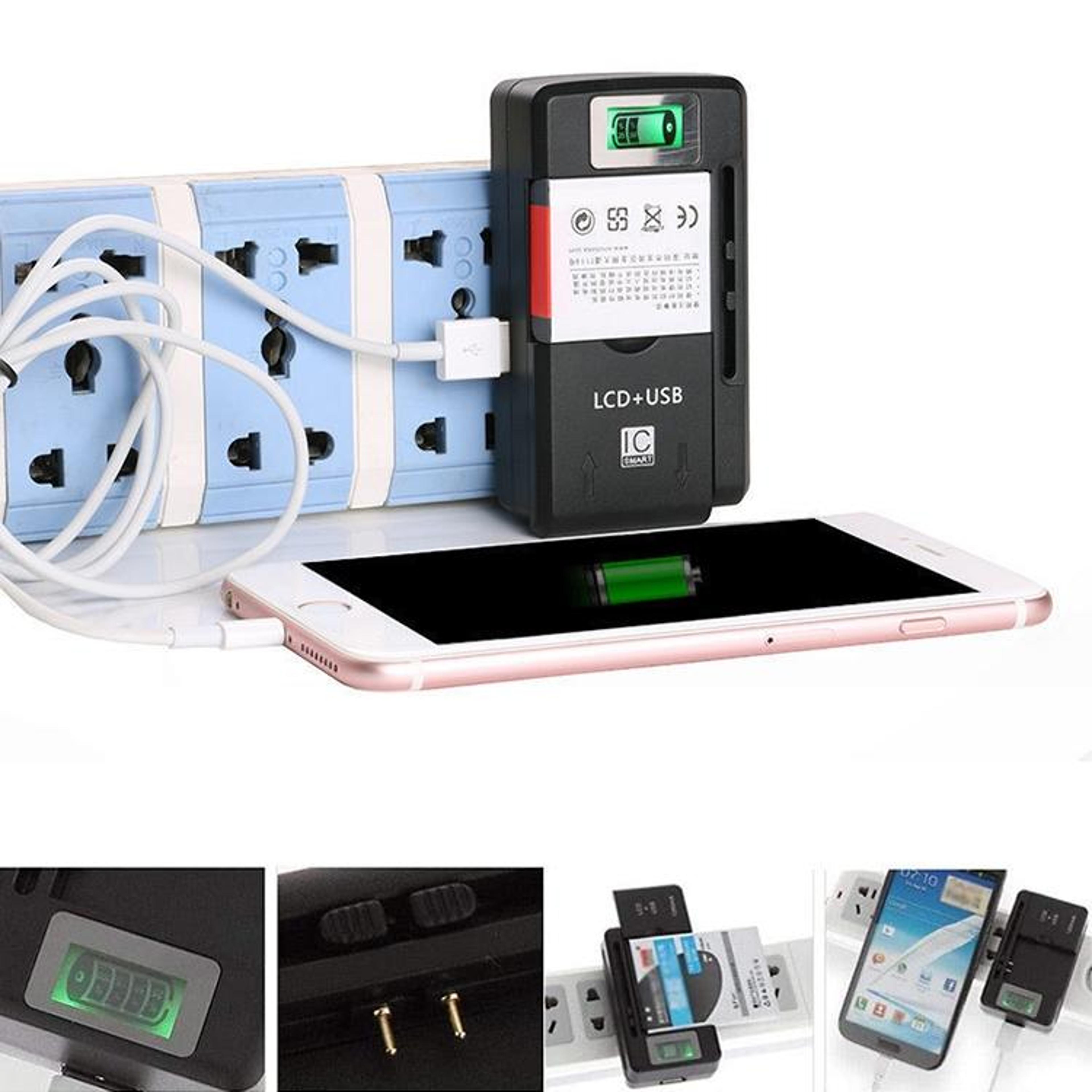 Universal Battery Charger With LCD Display  USB Output For Cell Phone Batteries US Plug 5