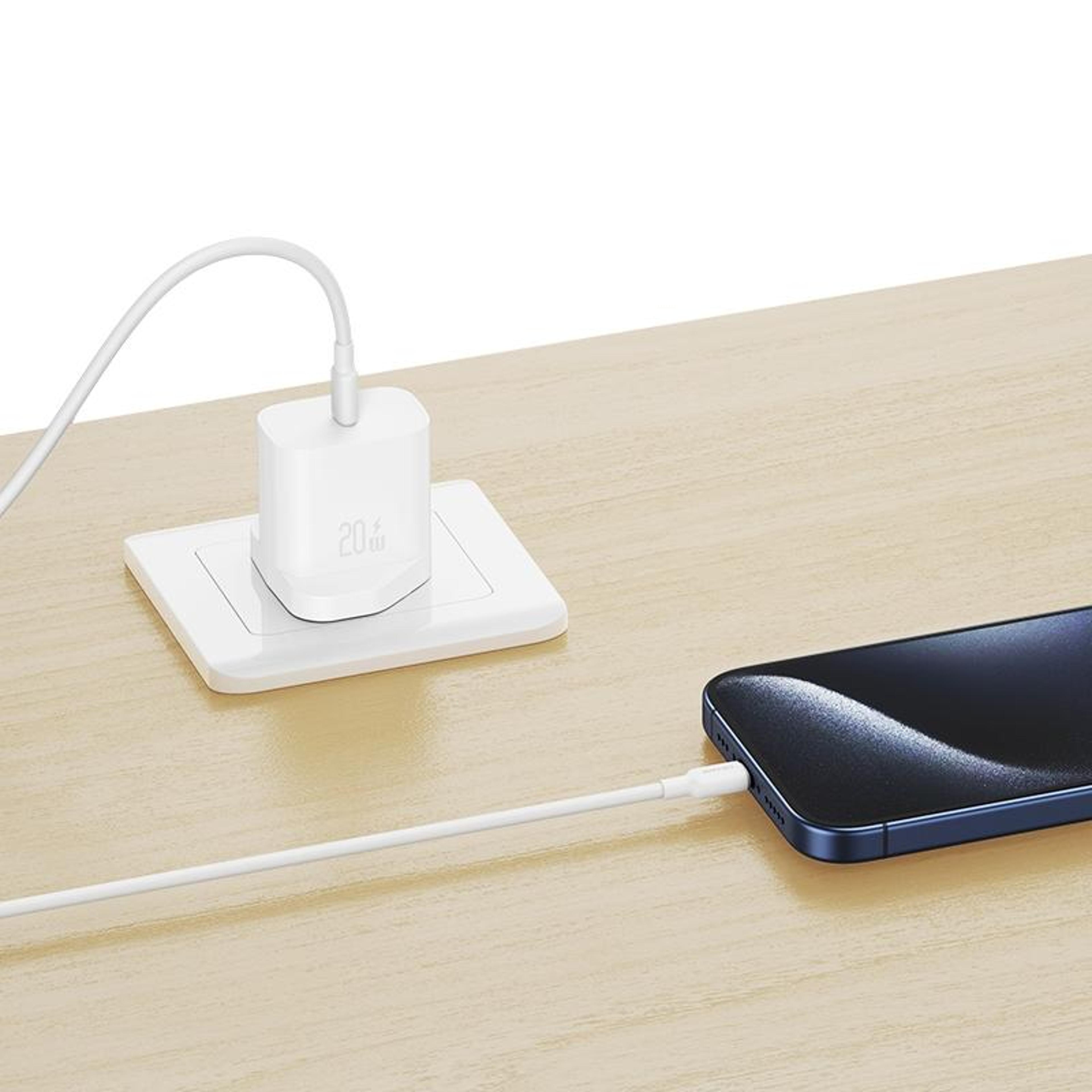 USAMS CC227 20W USBC Charger Set With PD Fast Charger USBC Cable 1M TypeC Wall Adapter 2