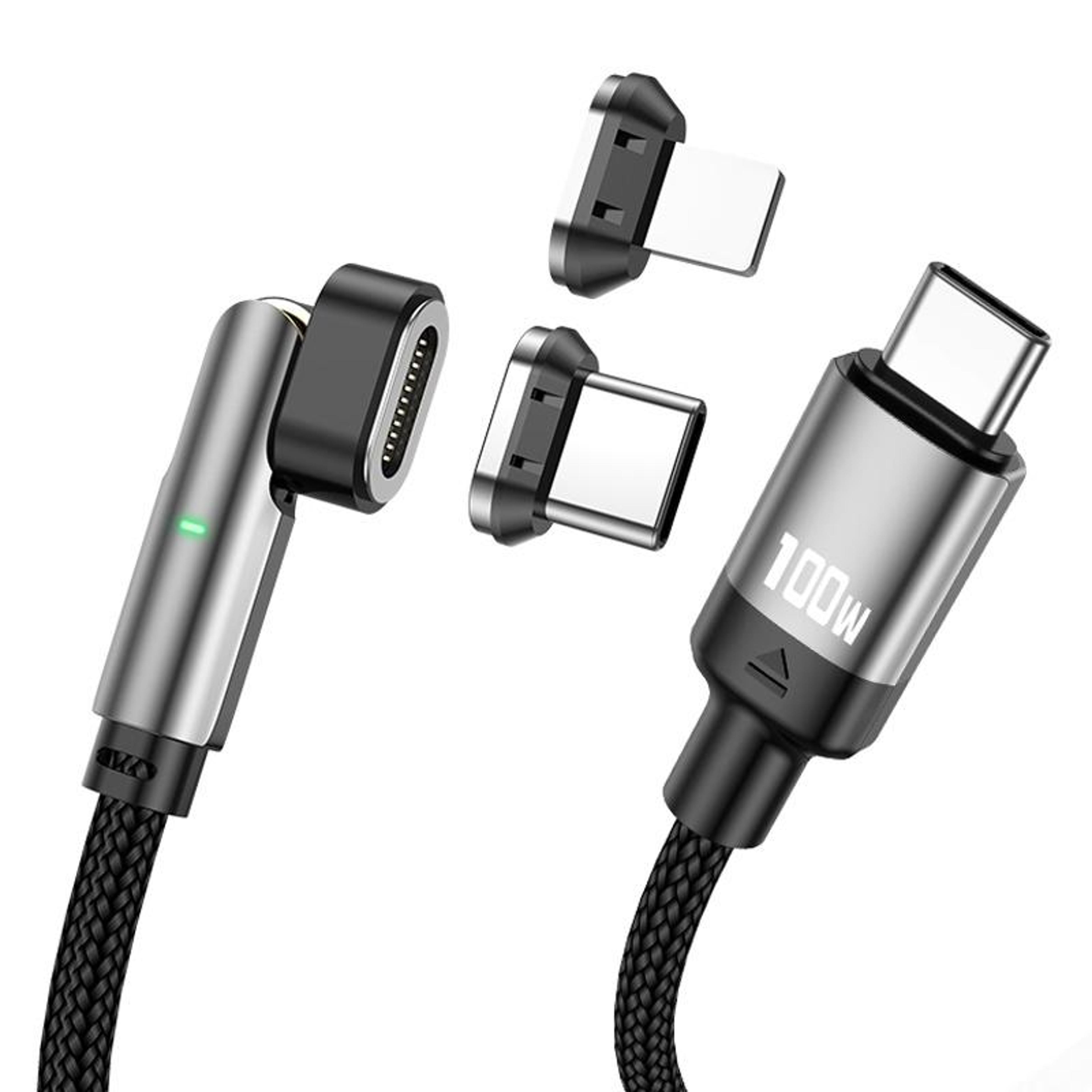 ENKAY 100W PD Fast Charging Cable 2 In 1 Magnetic Charging Cable With 180 Rotating USB C And Lightn 0