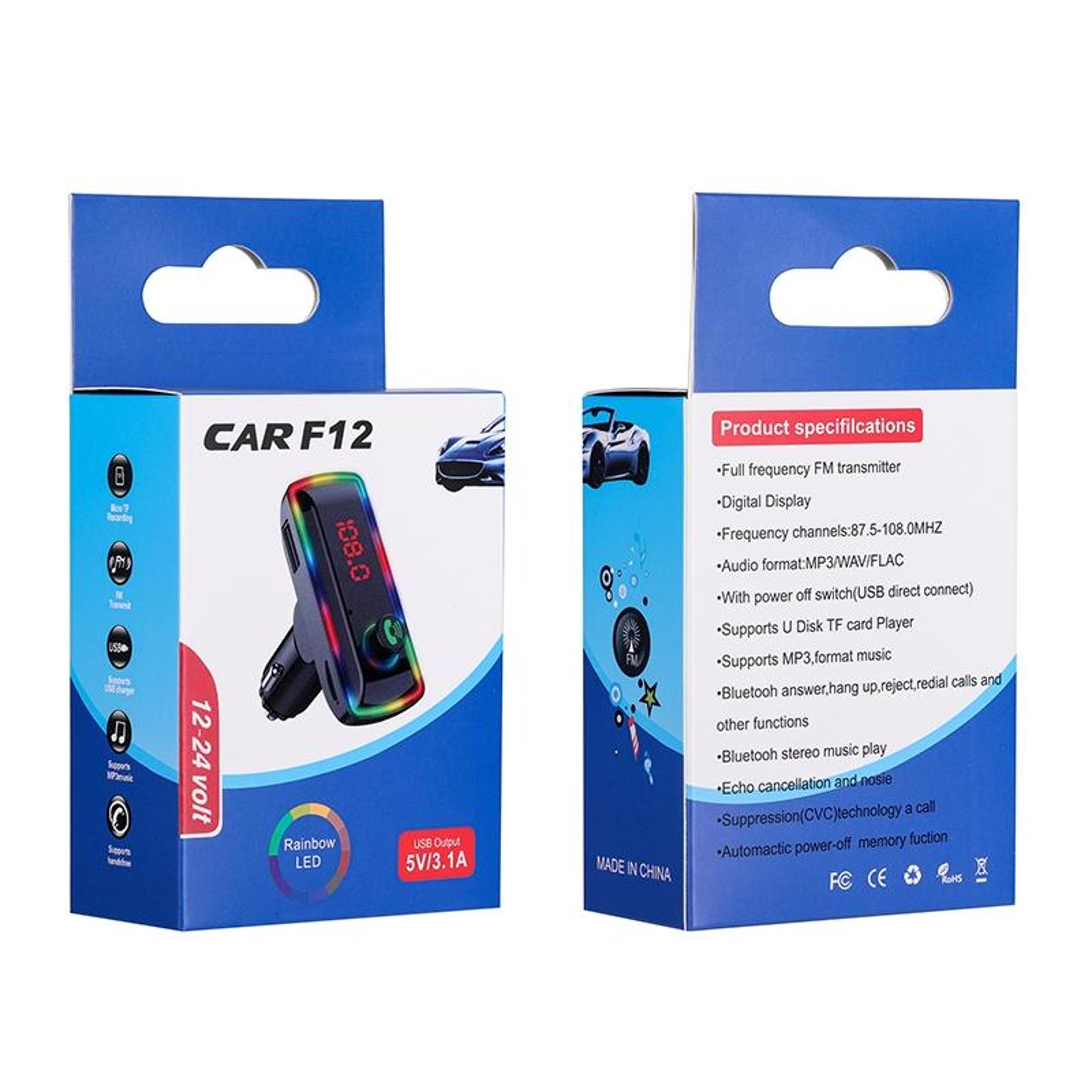 F12 Bluetooth FM Transmitter Dual USB Car Charger Wireless Car MP3 Player With Hands Free Calling 6