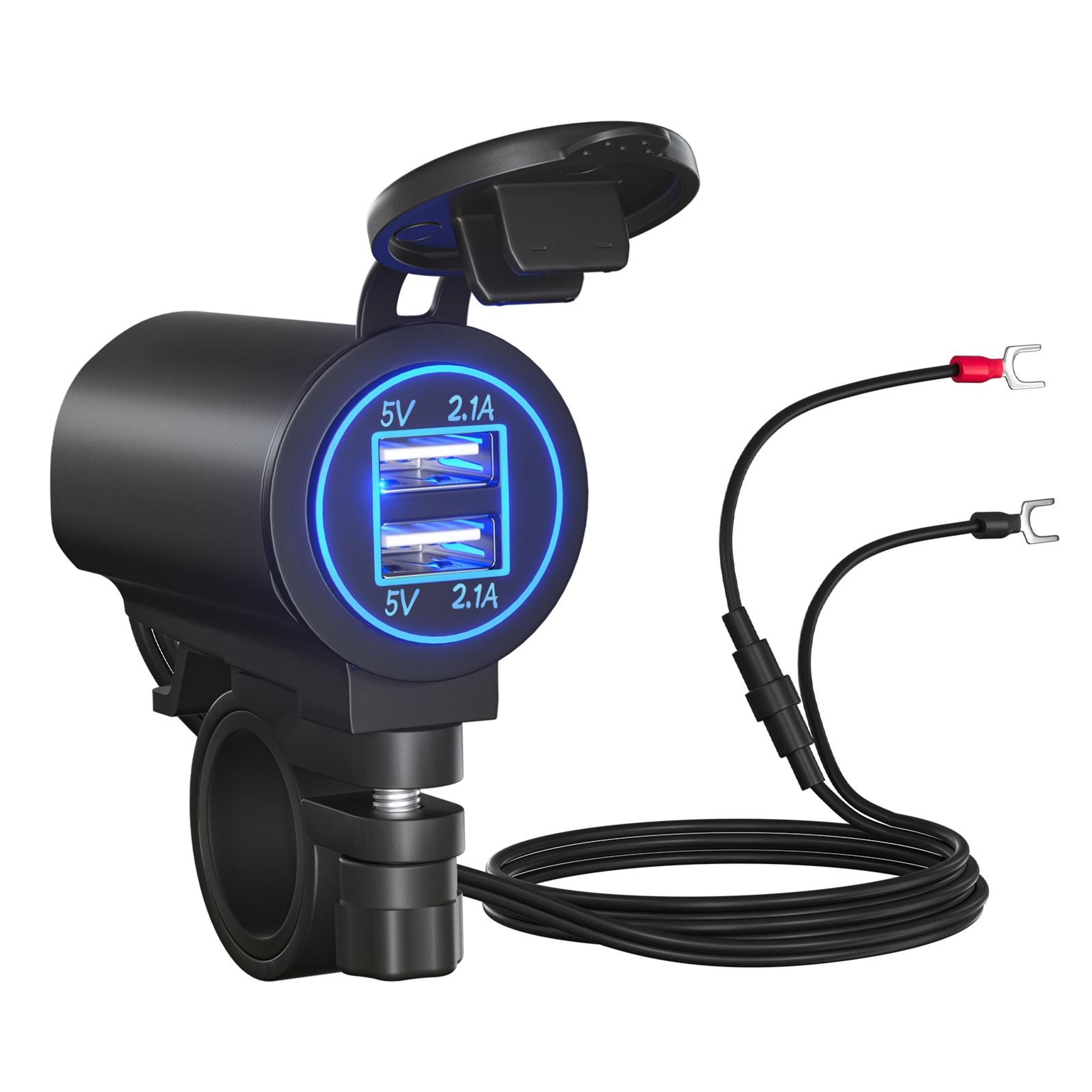 zh-526i1 dual usb car charger 4.2a waterproof motorcycle usb charger for 12v 24v vehicles