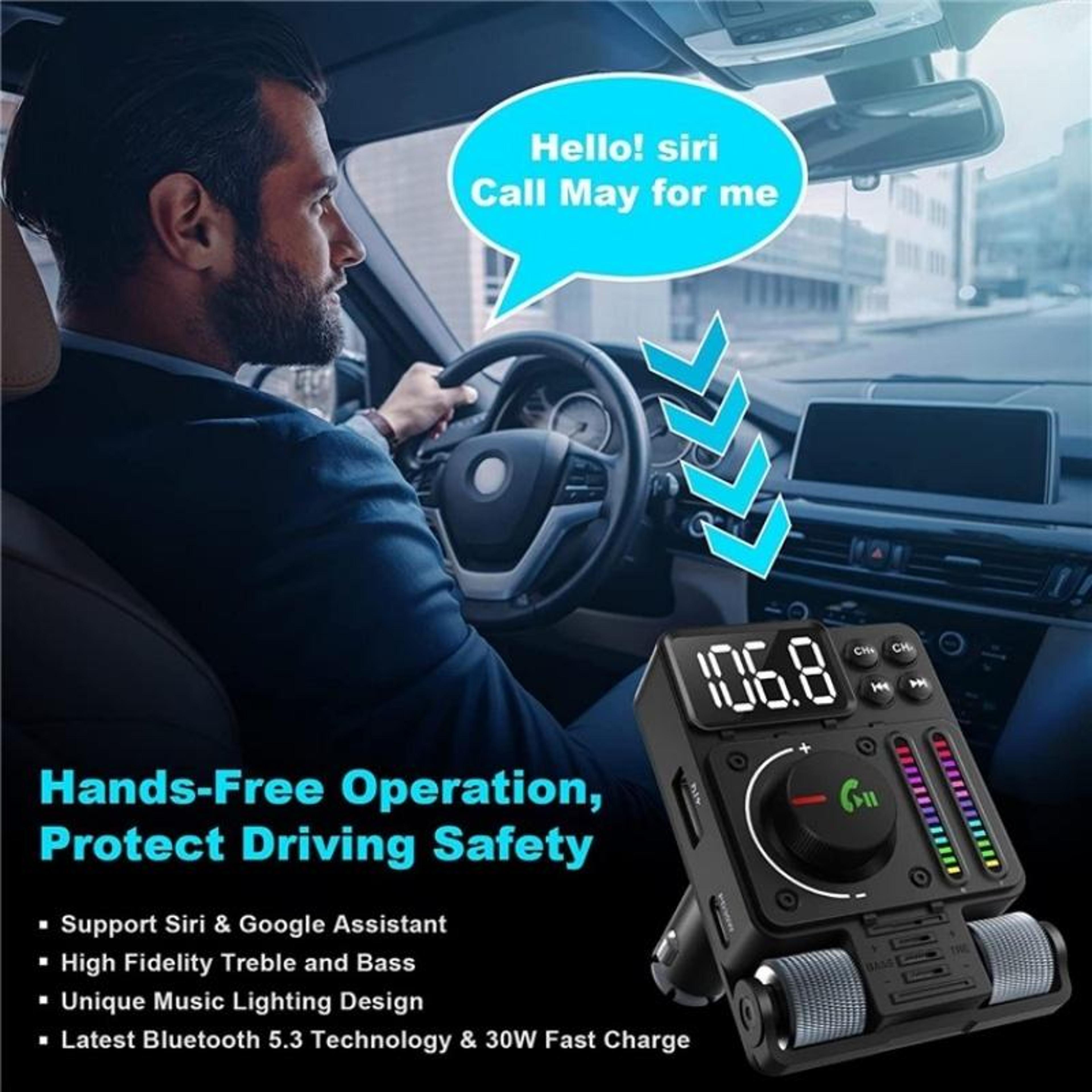 MT01 Bluetooth FM Transmitter With PD 30W Fast Charging Car Bluetooth Adapter Hands Free Car Kit 1