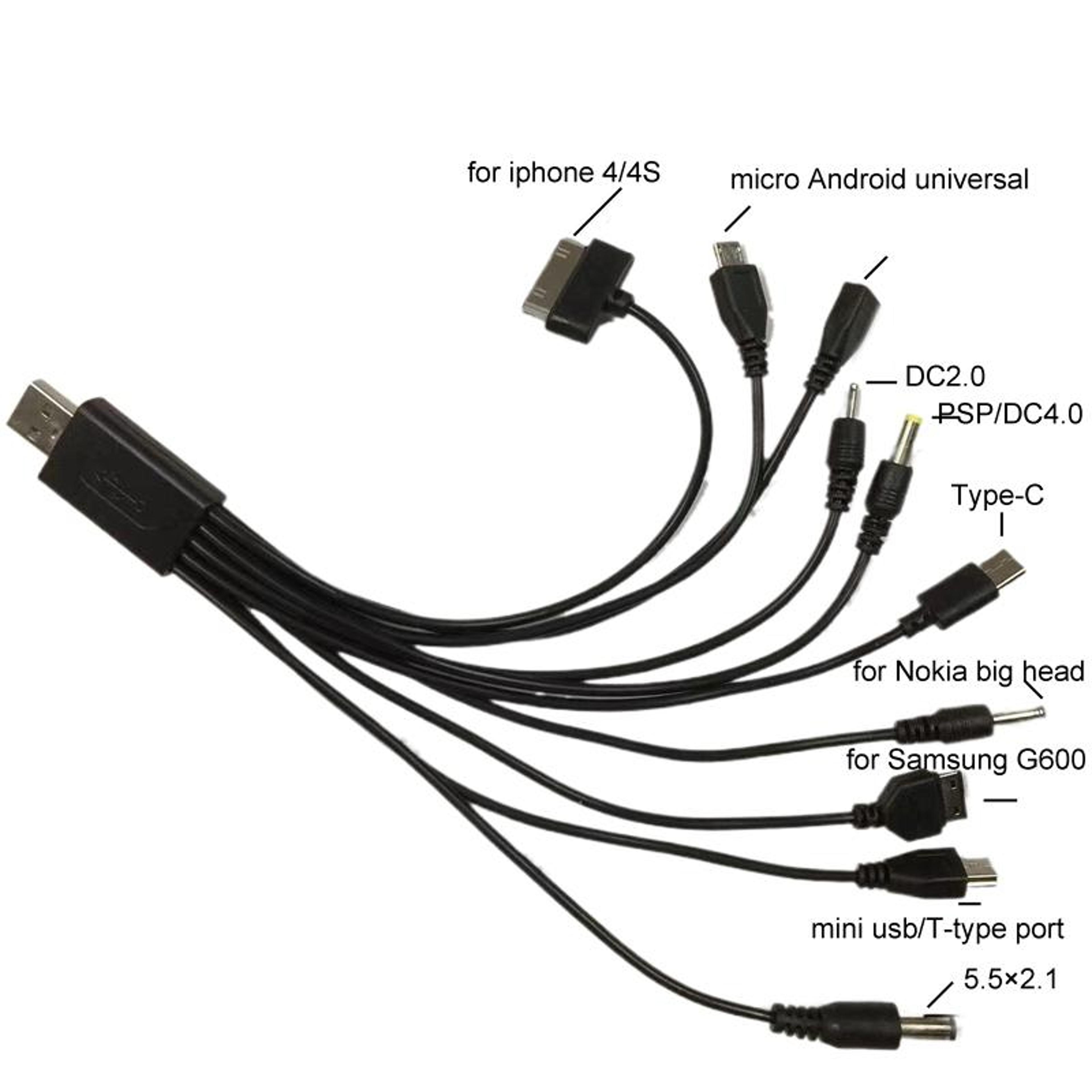 10 In 1 USB Charging Cable Universal Multi Charging Cable For Phones PSP Camera And Legacy Devices 2