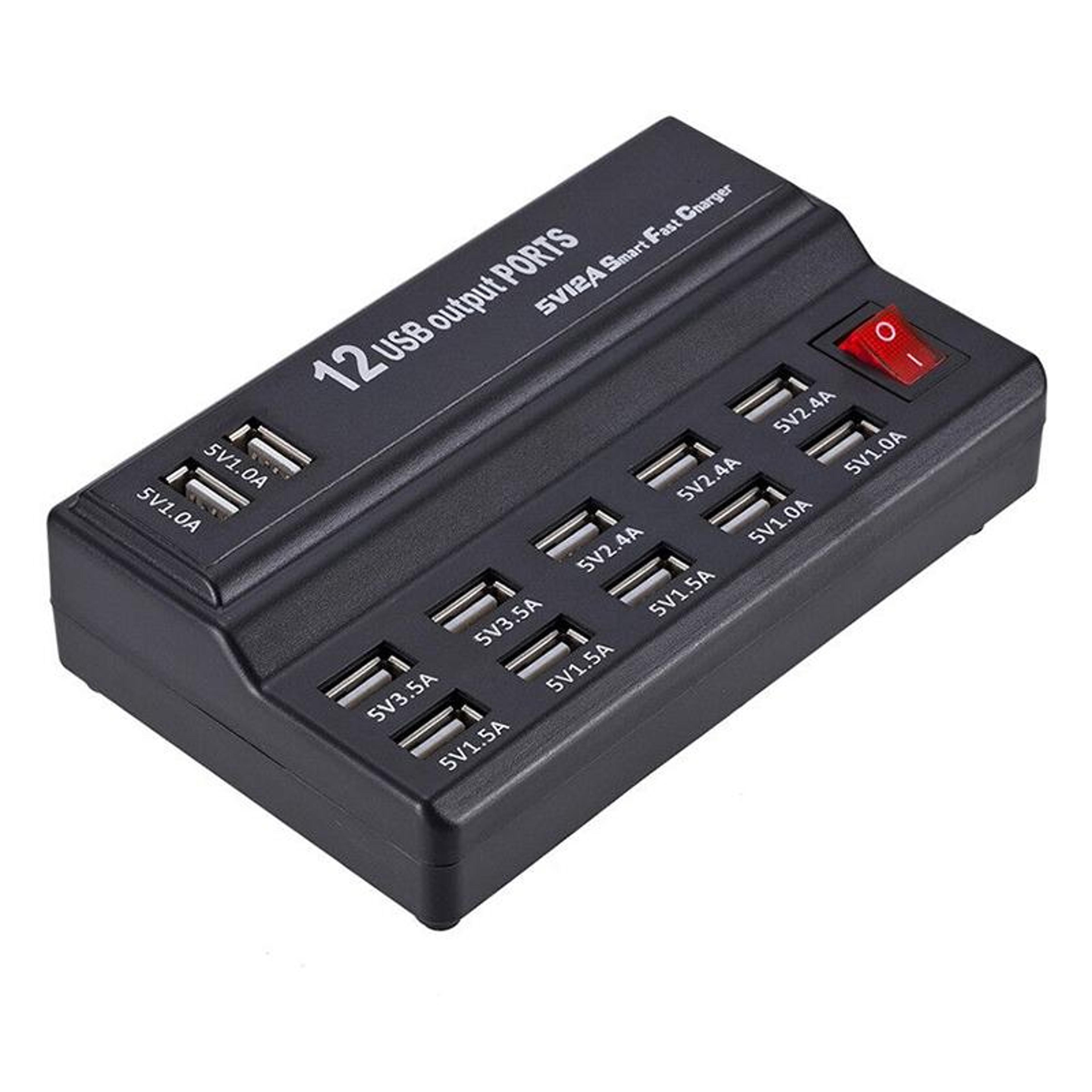 12 Port USB Charger Fast USB Charging Station Multi USB Charger For Phones Tablets And USB Devices 1