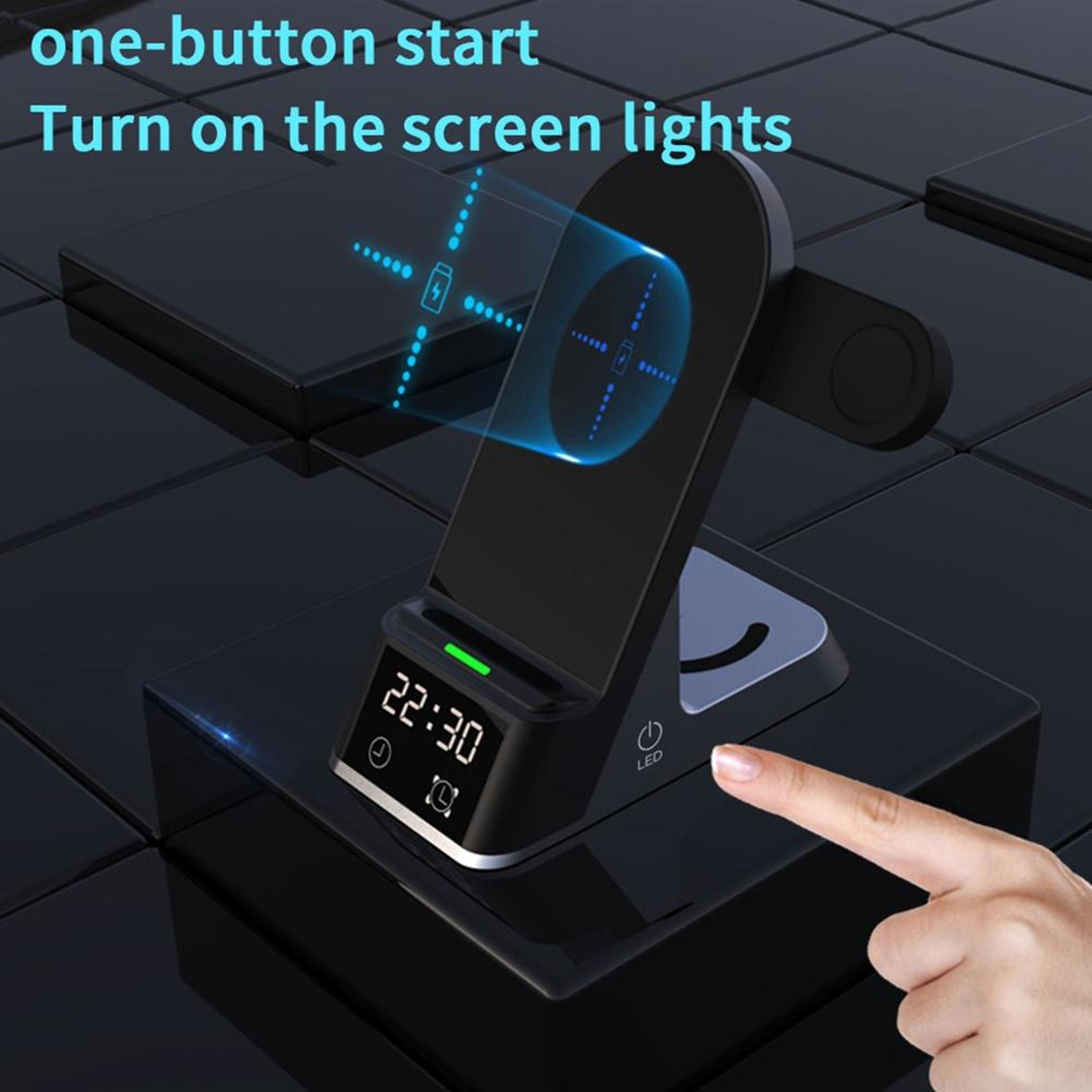 H35 6 In 1 MagSafe Wireless Charger 15W Magnetic Wireless Charging Station With Clock And Alarm 3