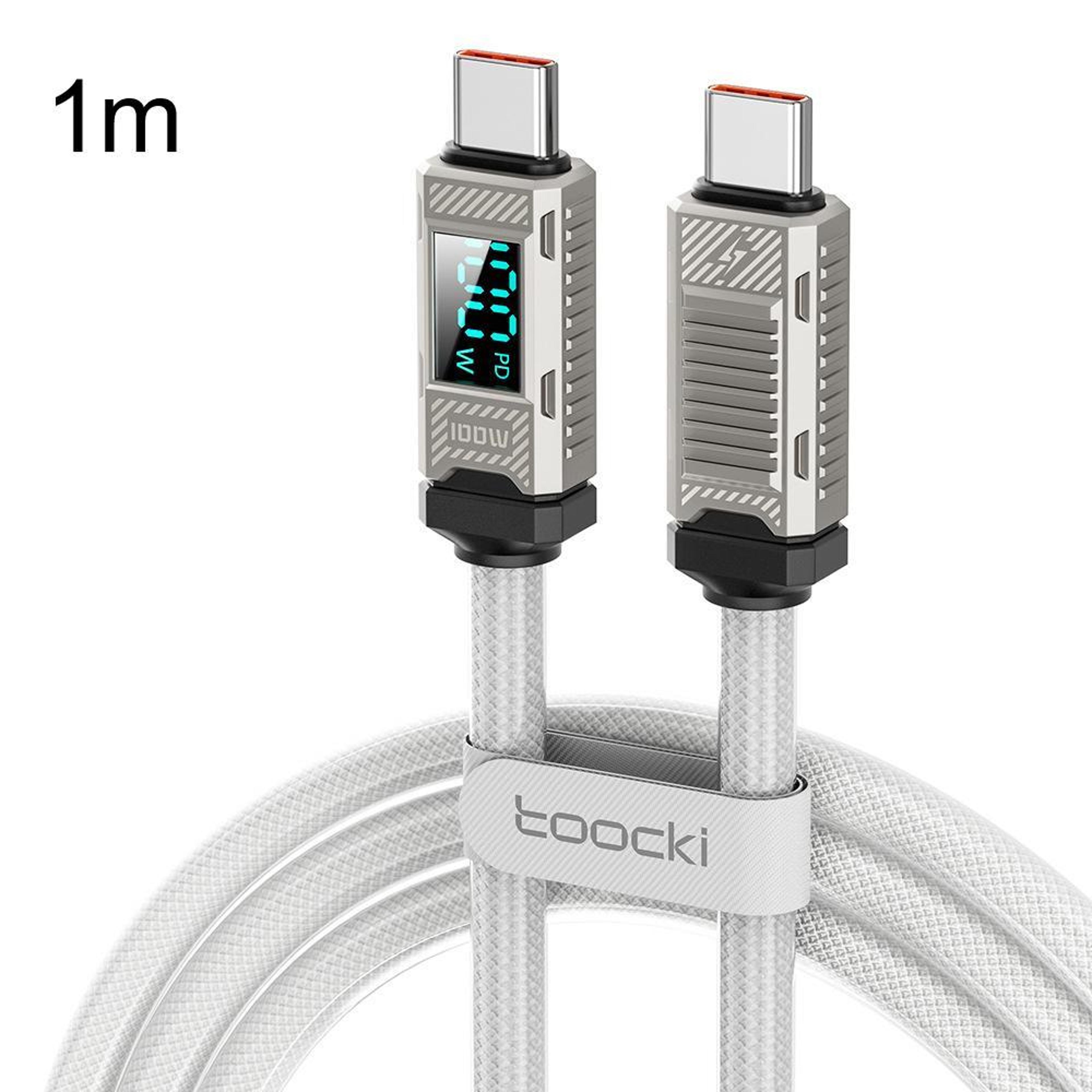 toocki 100w usb c fast charging cable with led power display 1m usb c to usb c