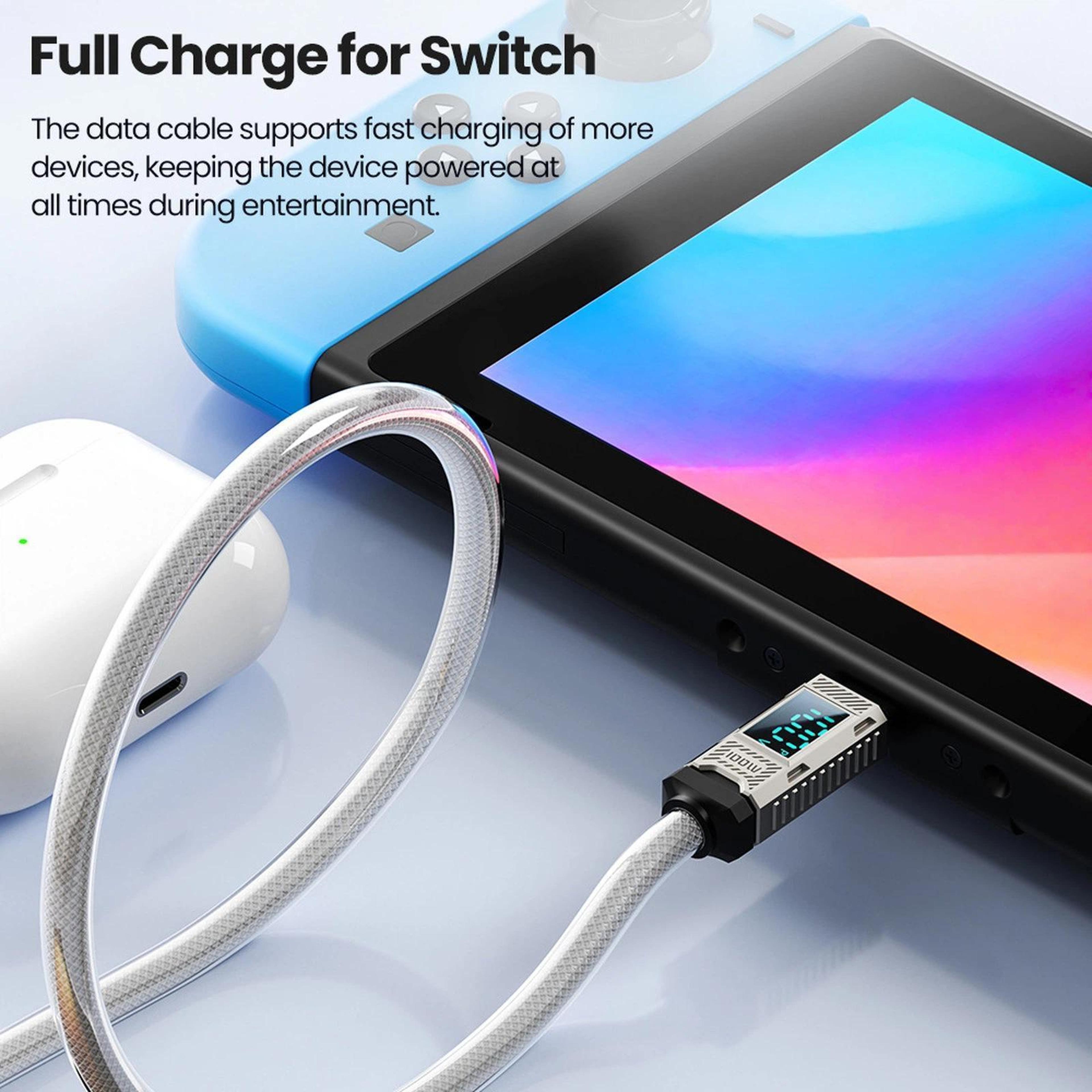 Toocki 100W USB C Fast Charging Cable With LED Power Display 1M USB C To USB C 4