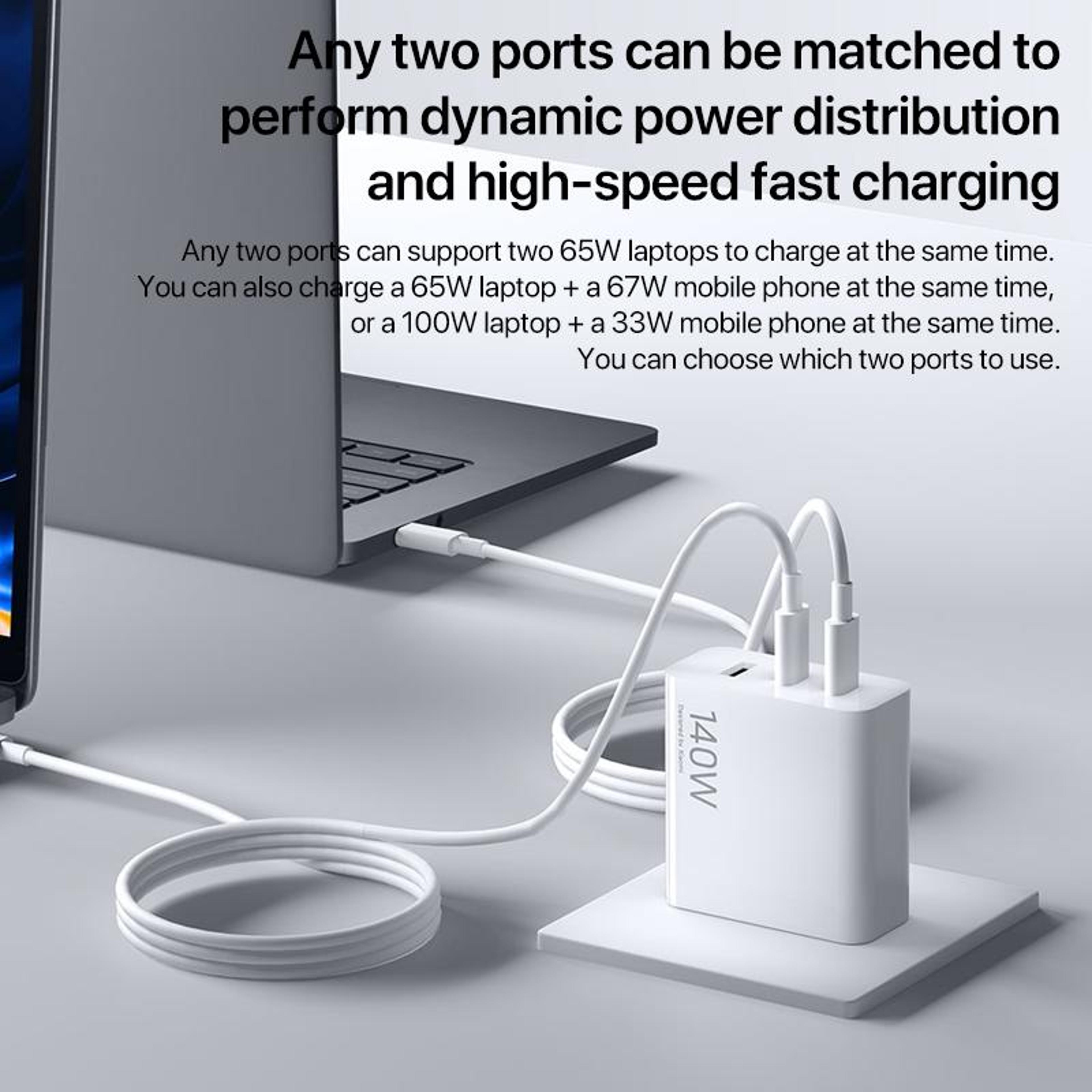 Original Xiaomi 140W GaN Charger 3 Port USB C Fast Charger With USB A US Plug 4