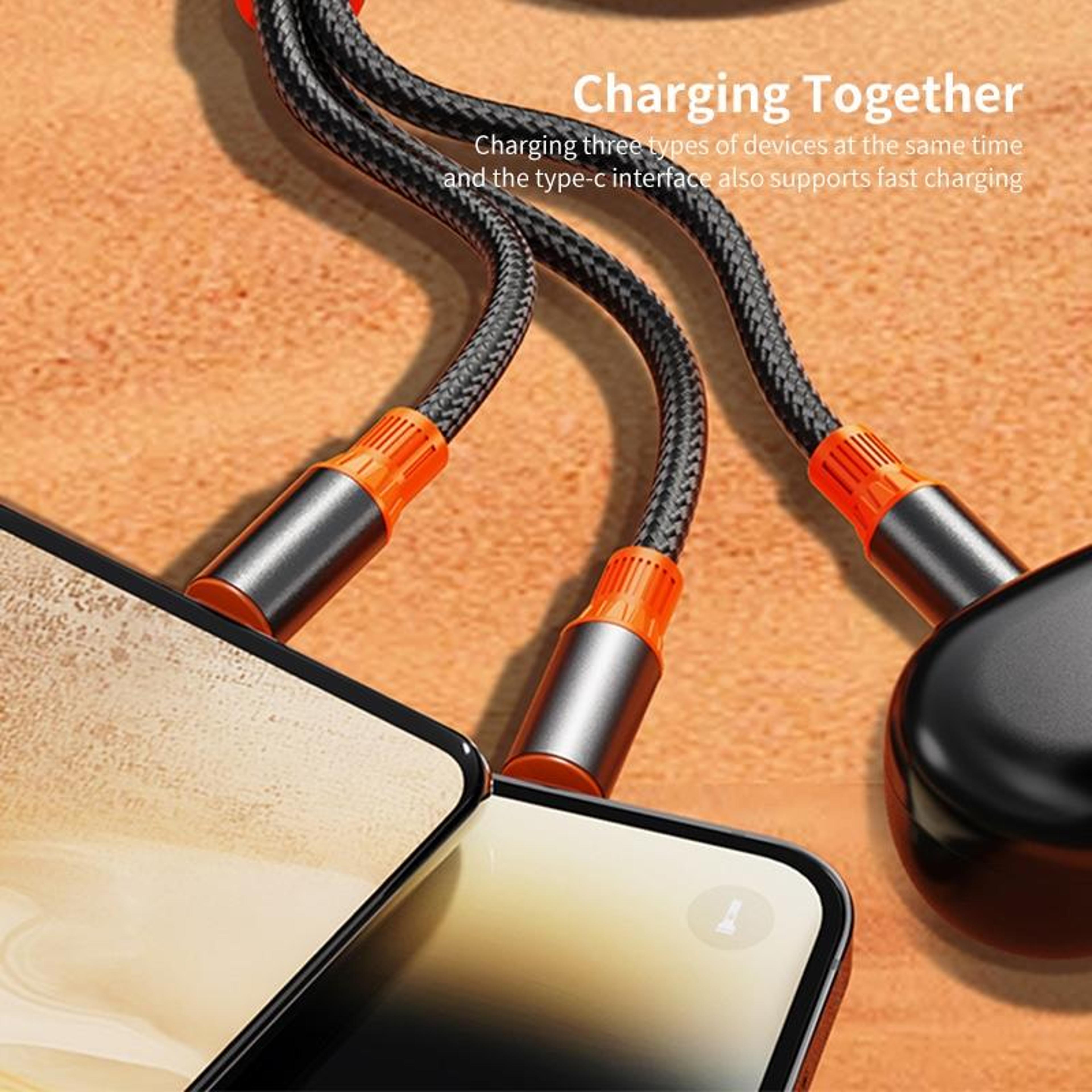 ENKAY 6 In 1 Charging Cable 5A Fast Charging Cable With USB C Lightning And Micro USB 12m 2