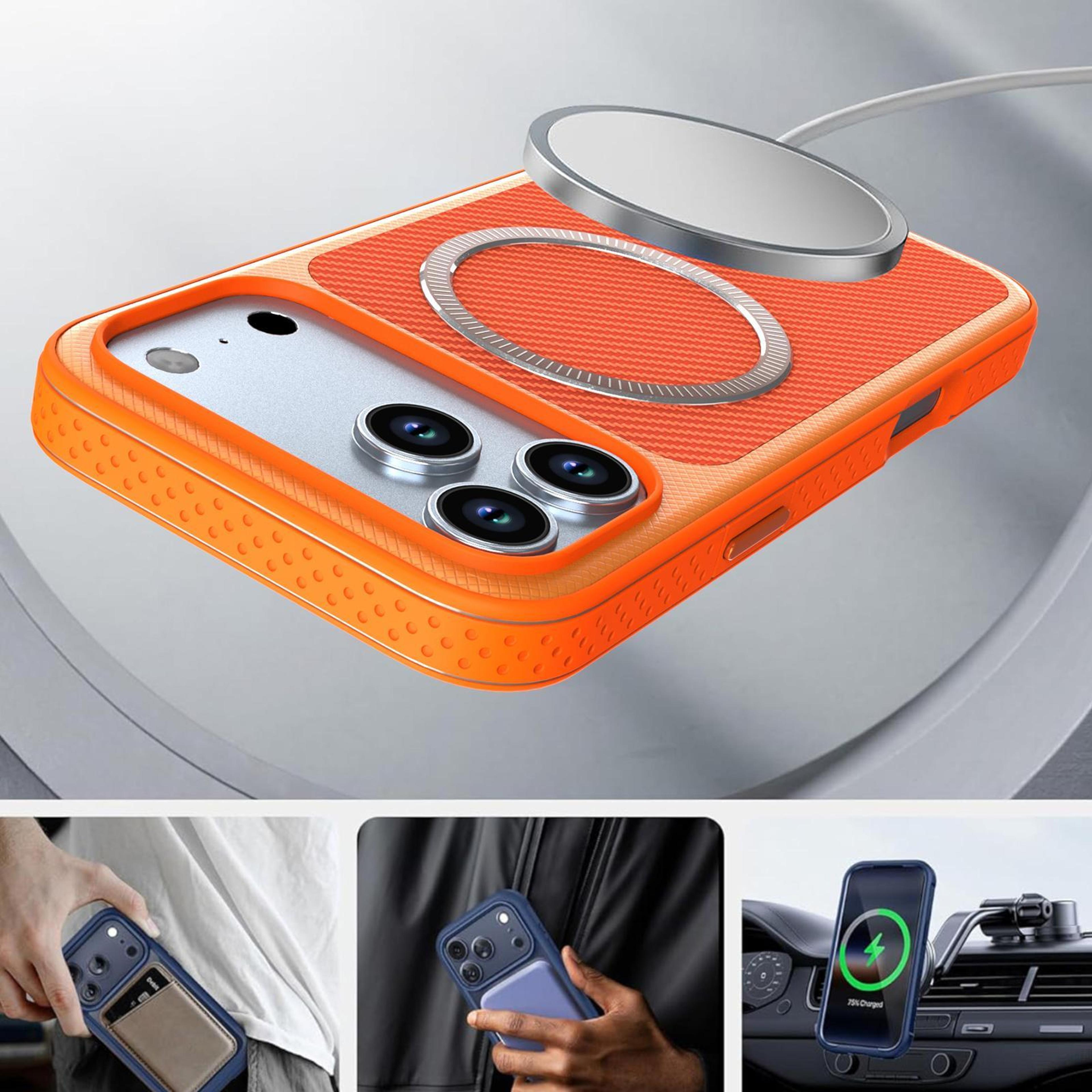 IPhone 17 Pro Magnetic Vegan Leather Case With Carbon Fiber Texture MagSafe Compatible 10