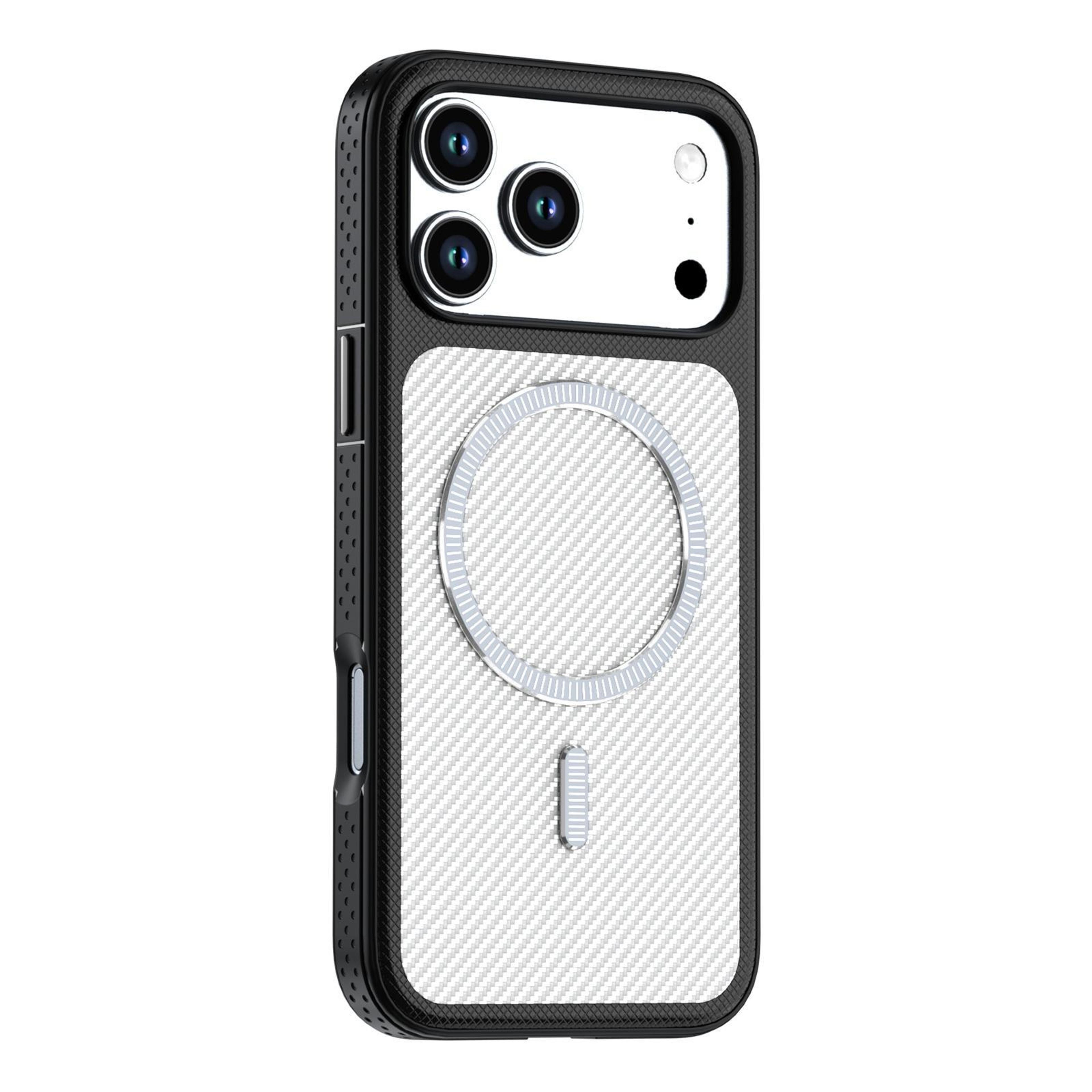 IPhone 17 Pro Magnetic Vegan Leather Case With Carbon Fiber Texture MagSafe Compatible 2