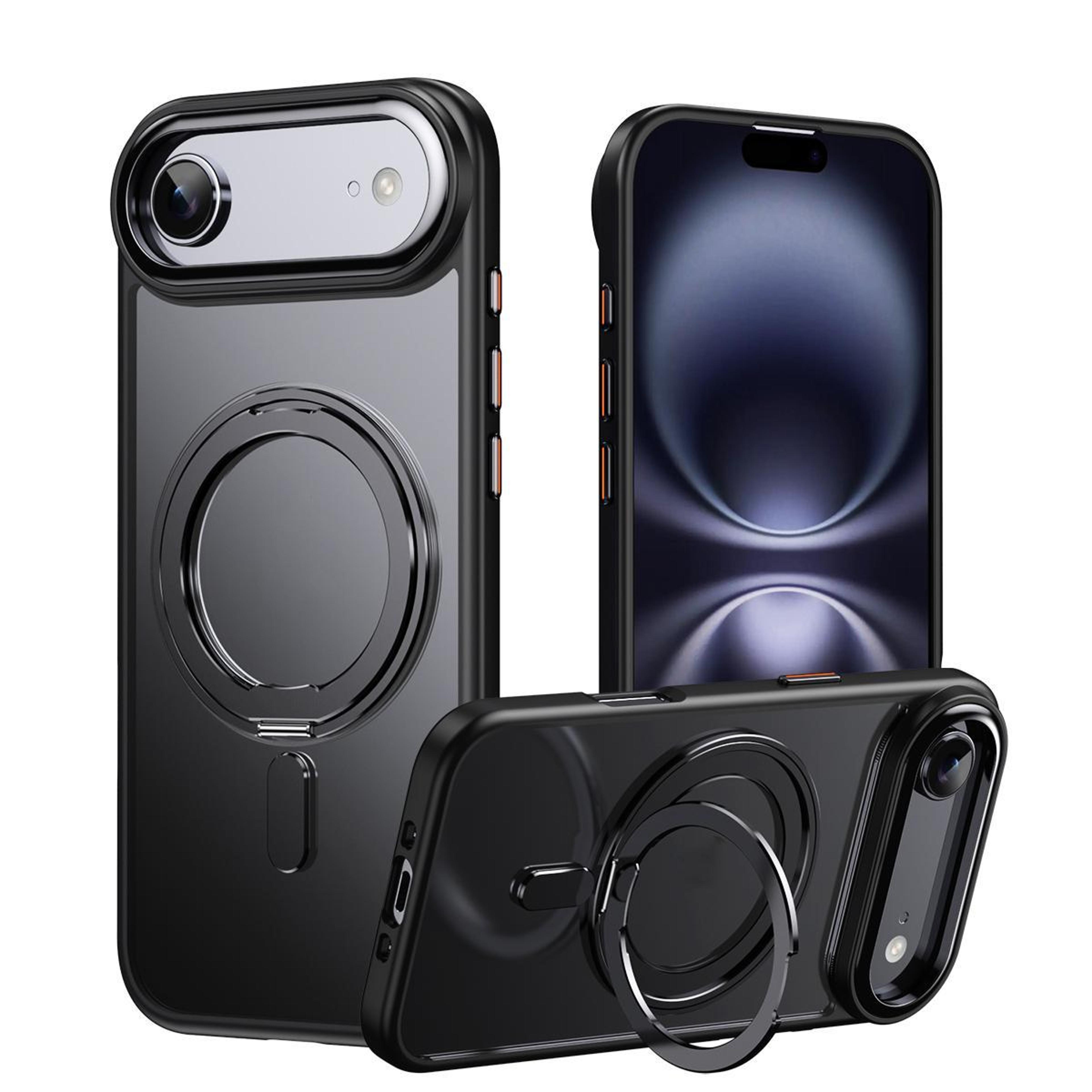 IPhone Air MagSafe Case With 360 Rotating Ring Stand Frosted Shockproof Magnetic Cover 0