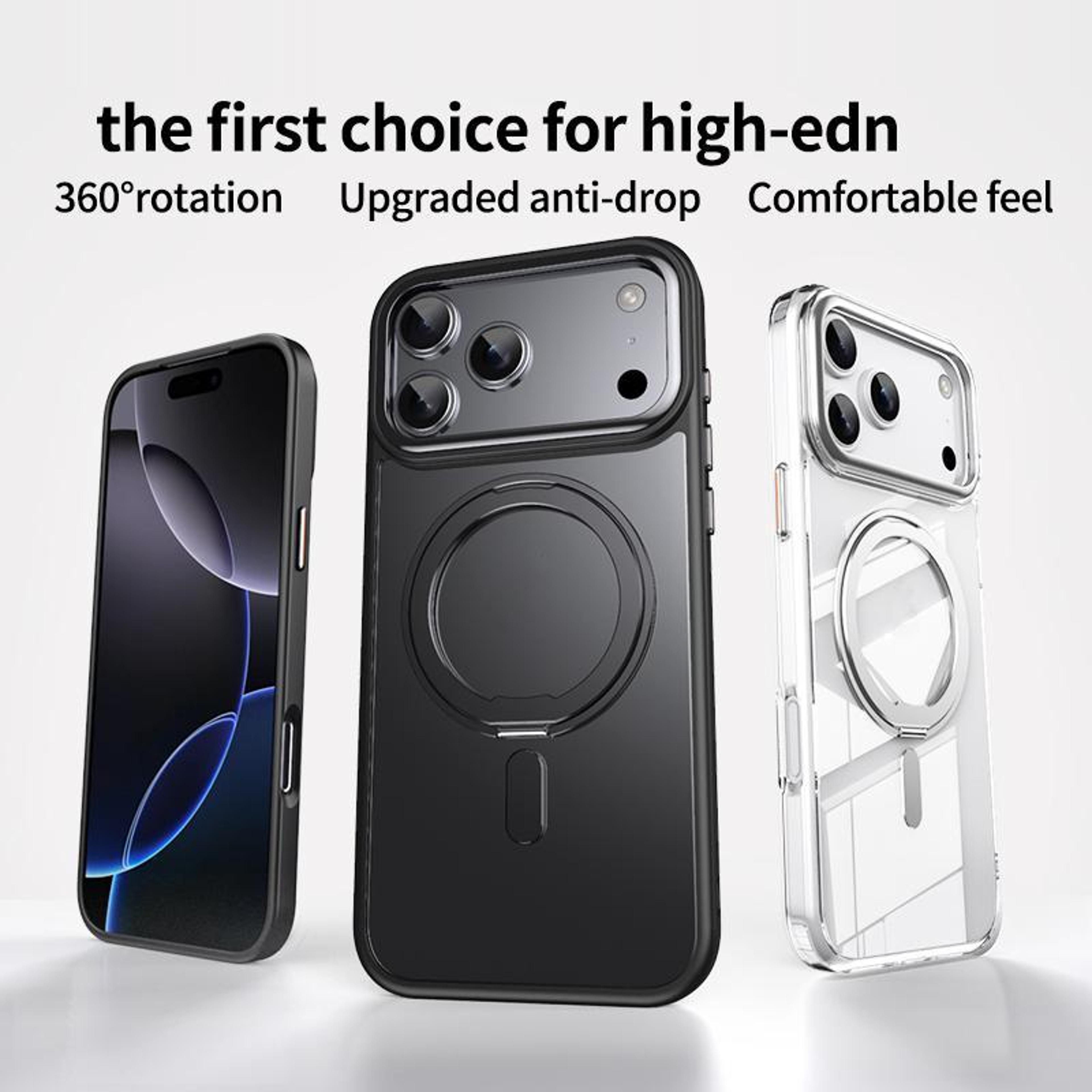 IPhone 17 Pro Max MagSafe Case With 360 Rotating Ring Stand And Frosted Shockproof Protection 2