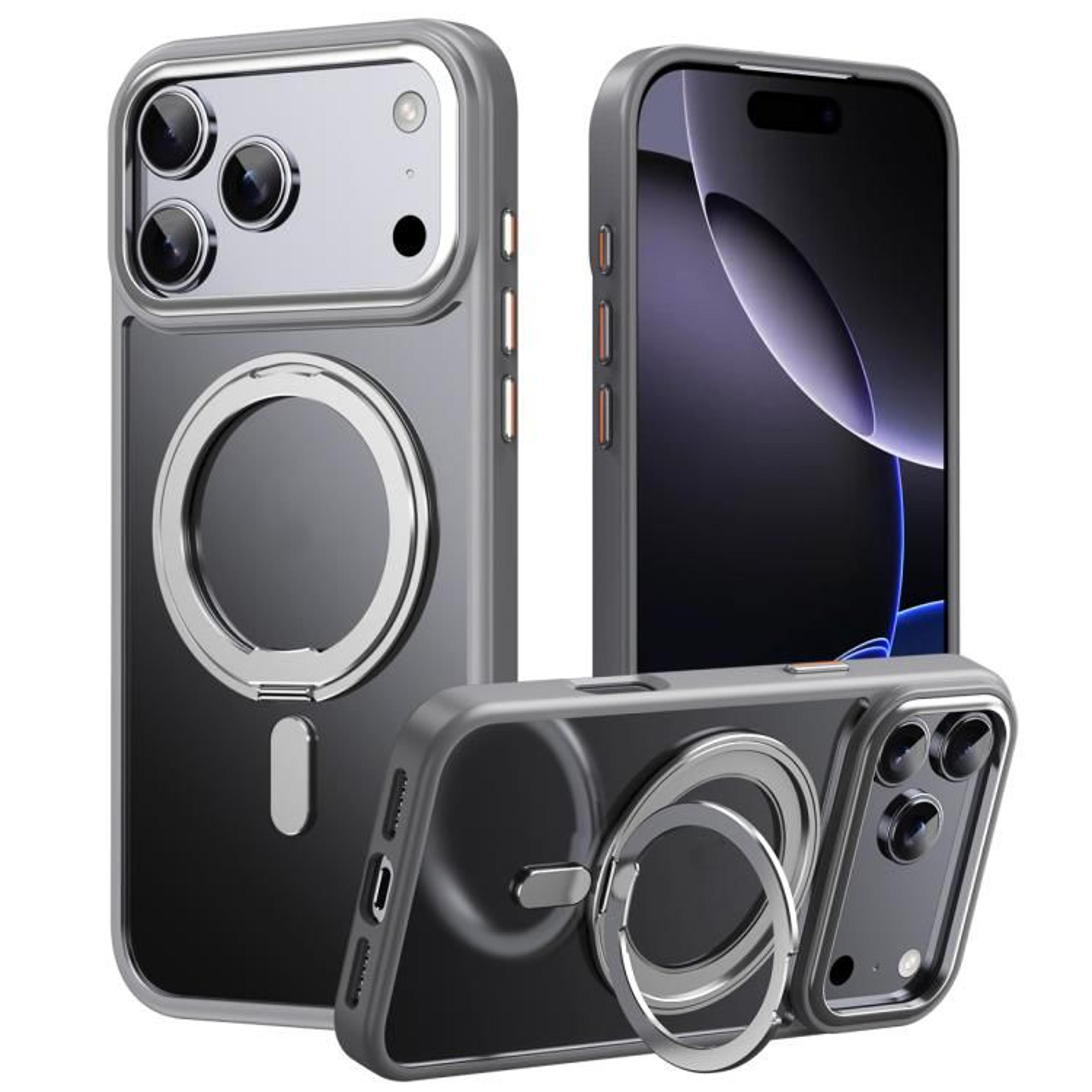 IPhone 17 Pro Max MagSafe Case With 360 Rotating Ring Stand And Frosted Shockproof Protection 8