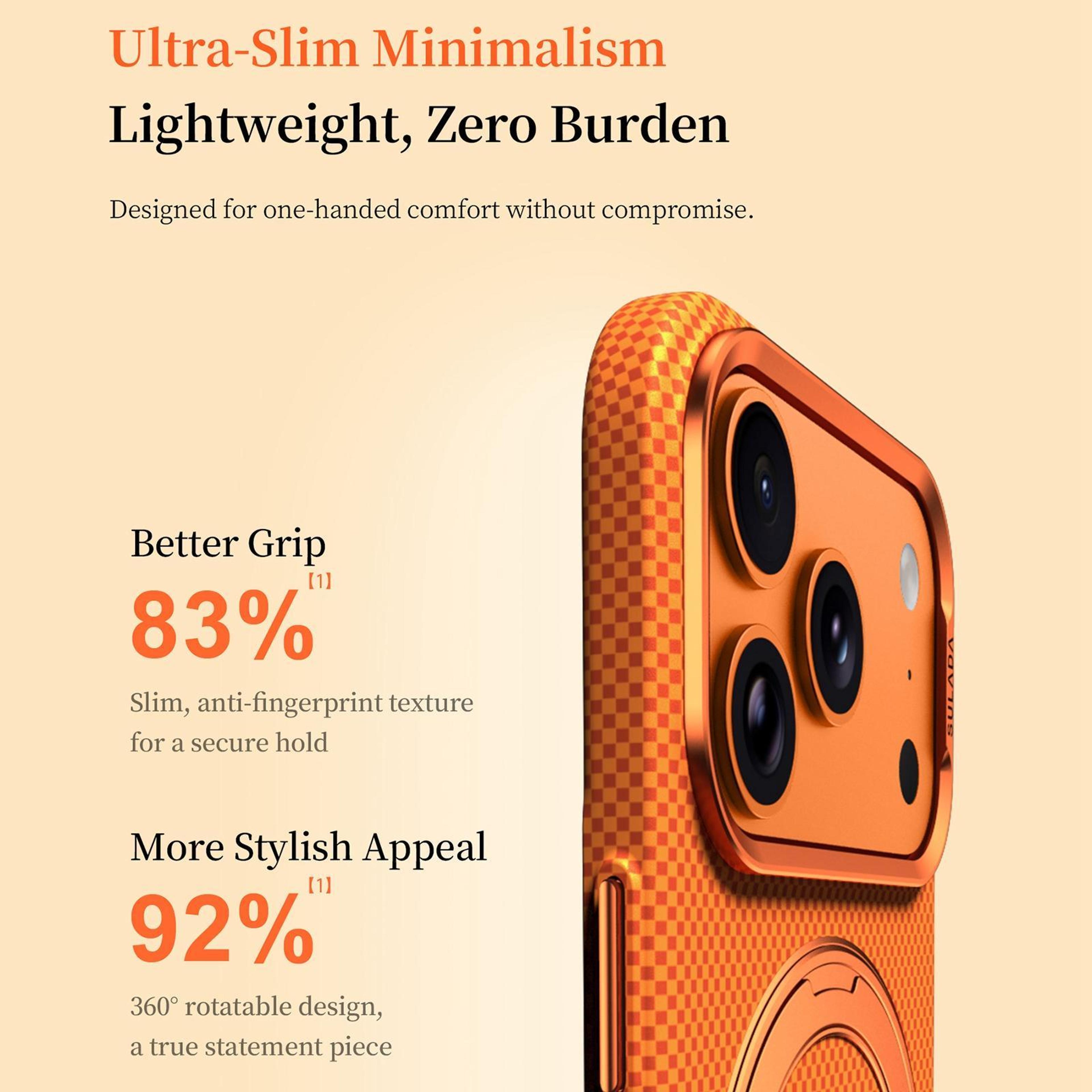 SULADA IPhone 17 Pro Max Case Kevlar Grid Texture MagSafe Compatible Case With 360 Rotating Kicksta 8