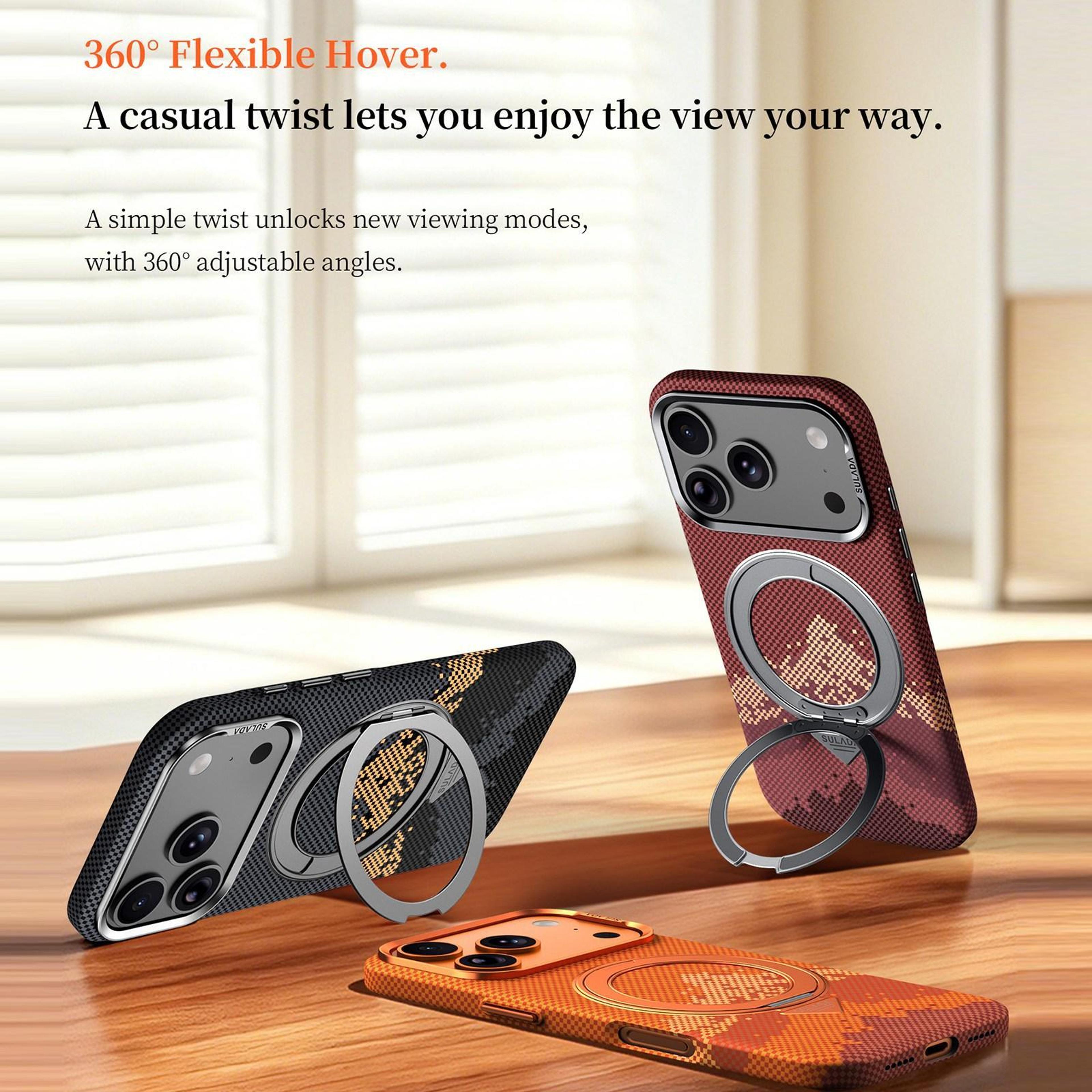 SULADA Kevlar IPhone 17 Case With MagSafe Compatible Case 360 Rotating Stand 5