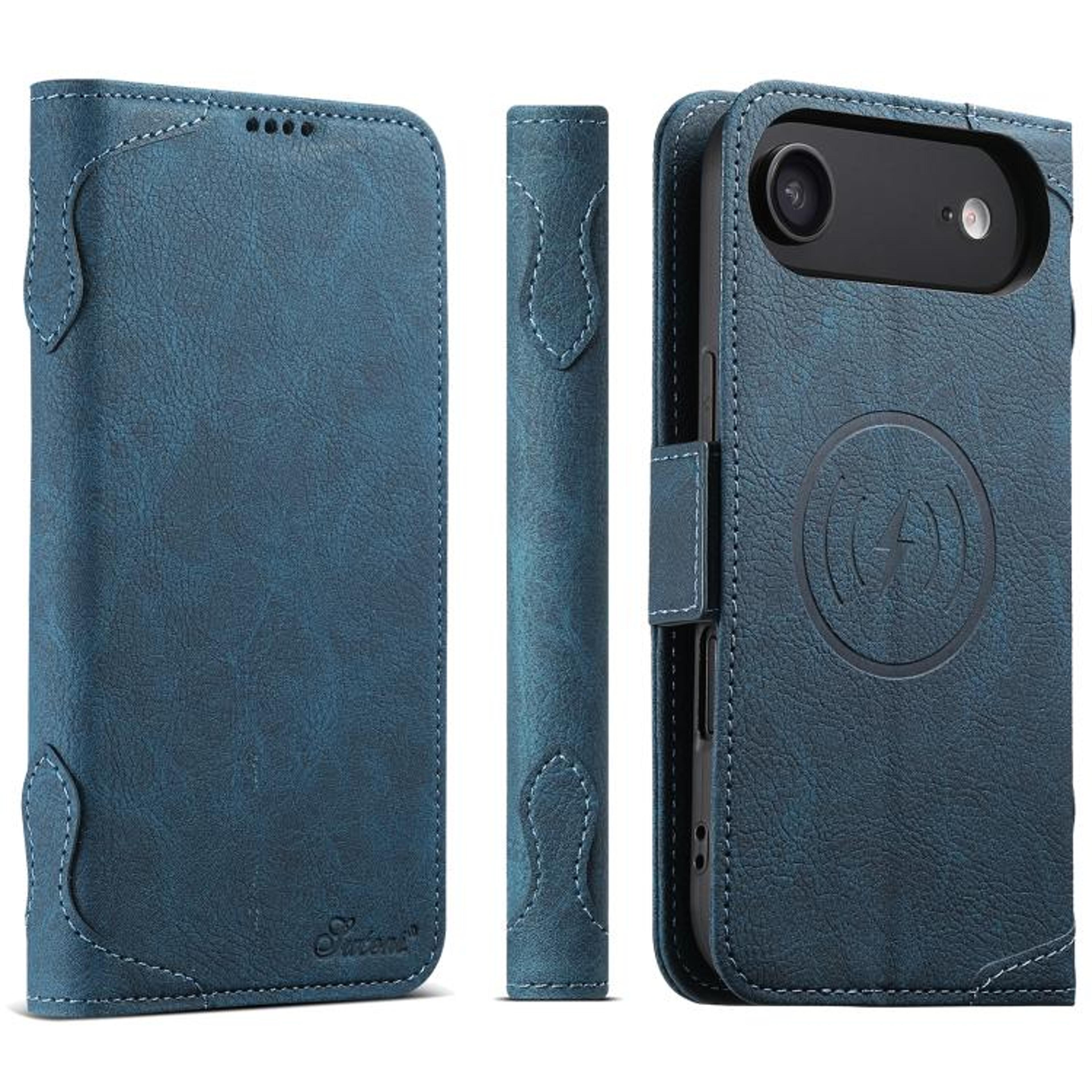 SUTENI J07 MagSafe Leather Case For IPhone Air Wallet Flip Phone Cover With Card Holder Stand 8