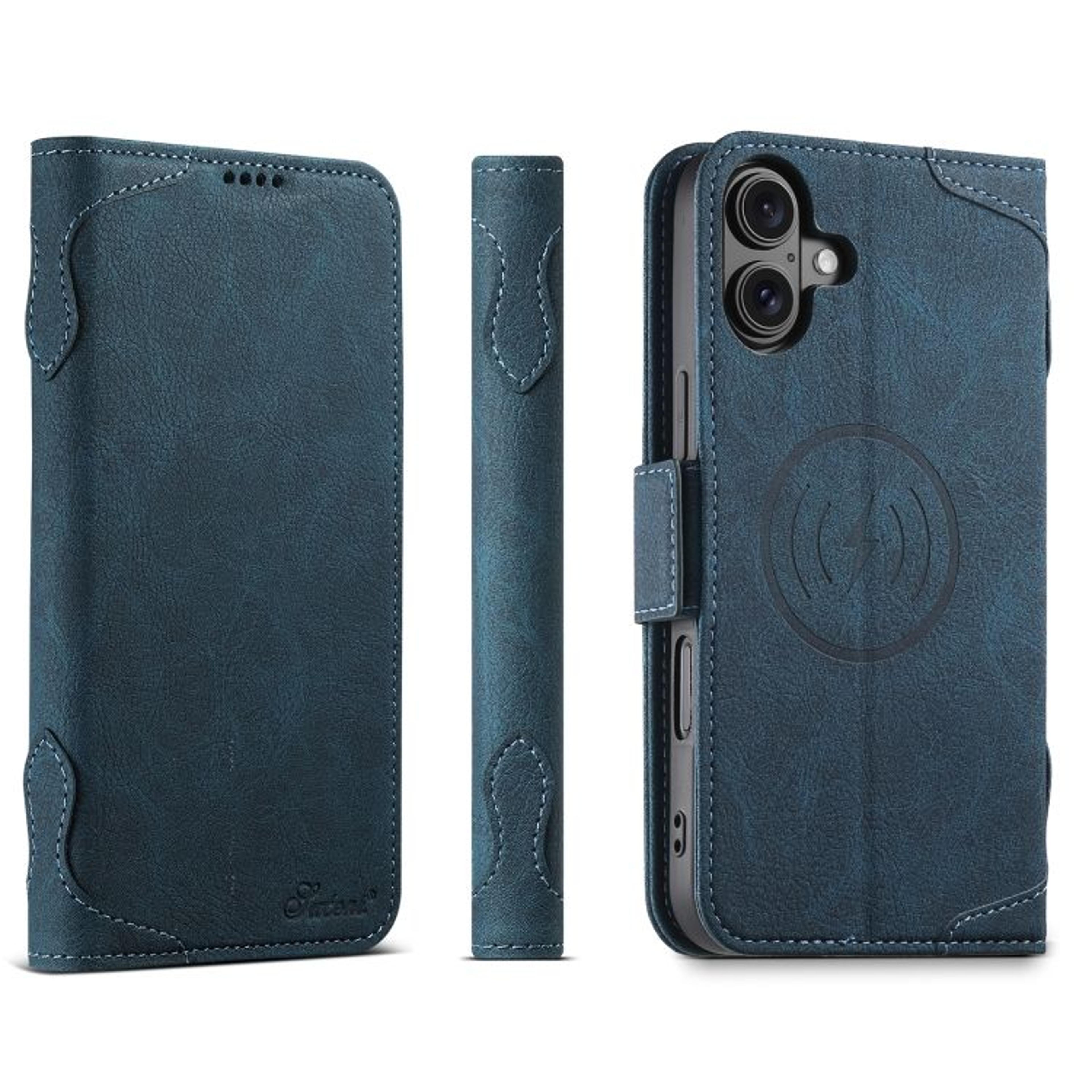 SUTENI J07 MagSafe Leather Phone Case For IPhone 16 Wallet Flip Cover With Card Slots 7