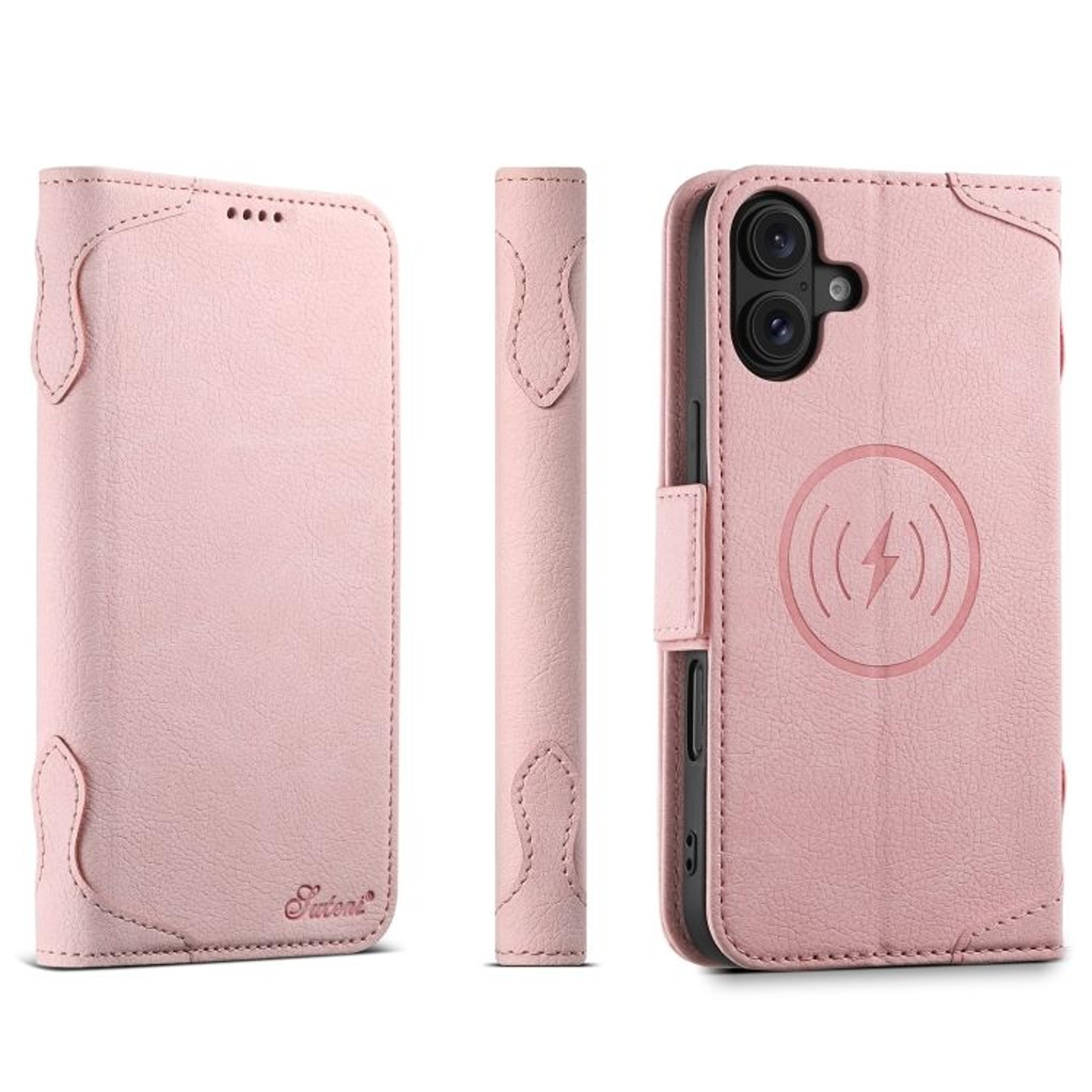 SUTENI J07 MagSafe Leather Phone Case For IPhone 16 Wallet Flip Cover With Card Slots 8