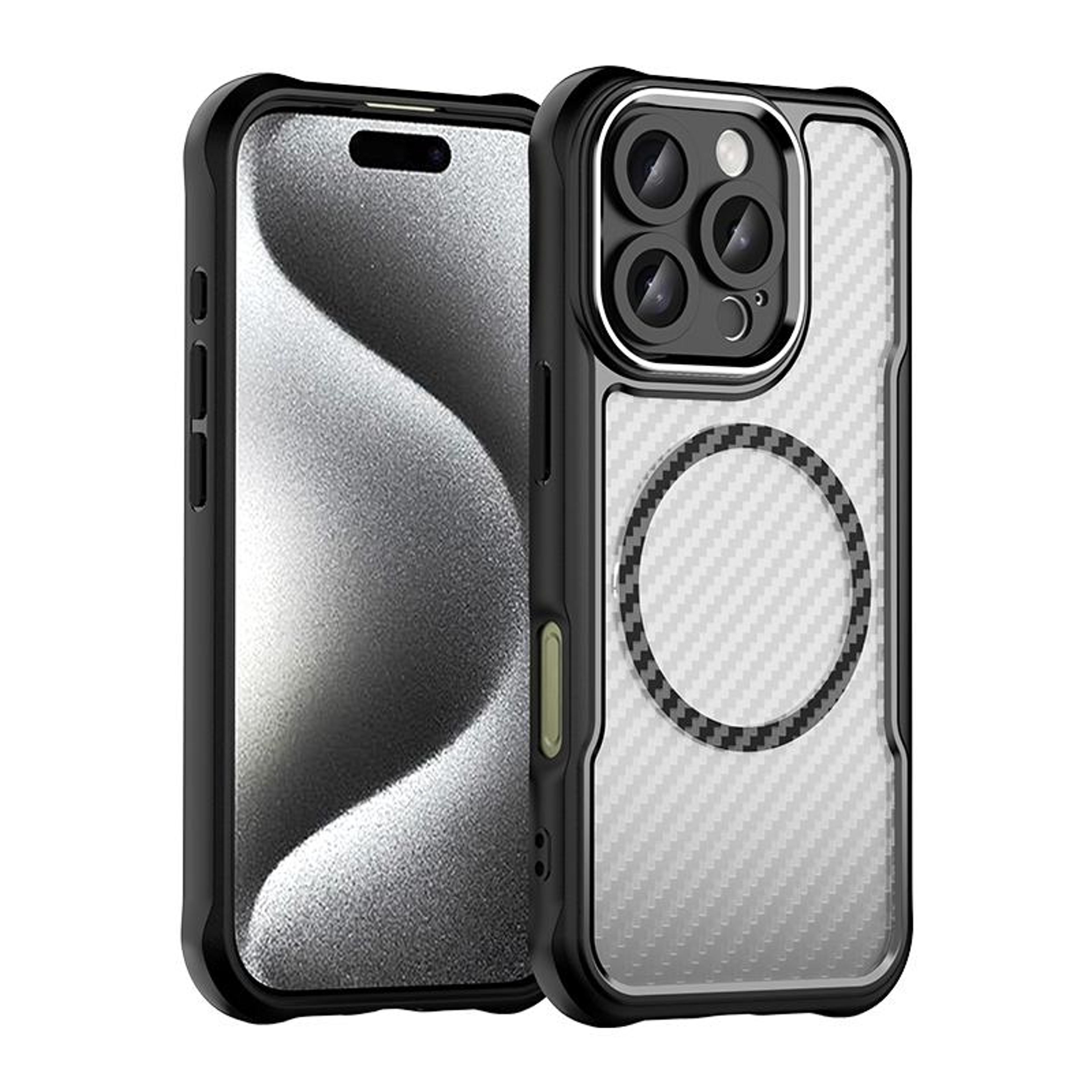 IPhone 16 Pro MagSafe Case With Carbon Fiber Texture Translucent Shockproof Protective Cover 1