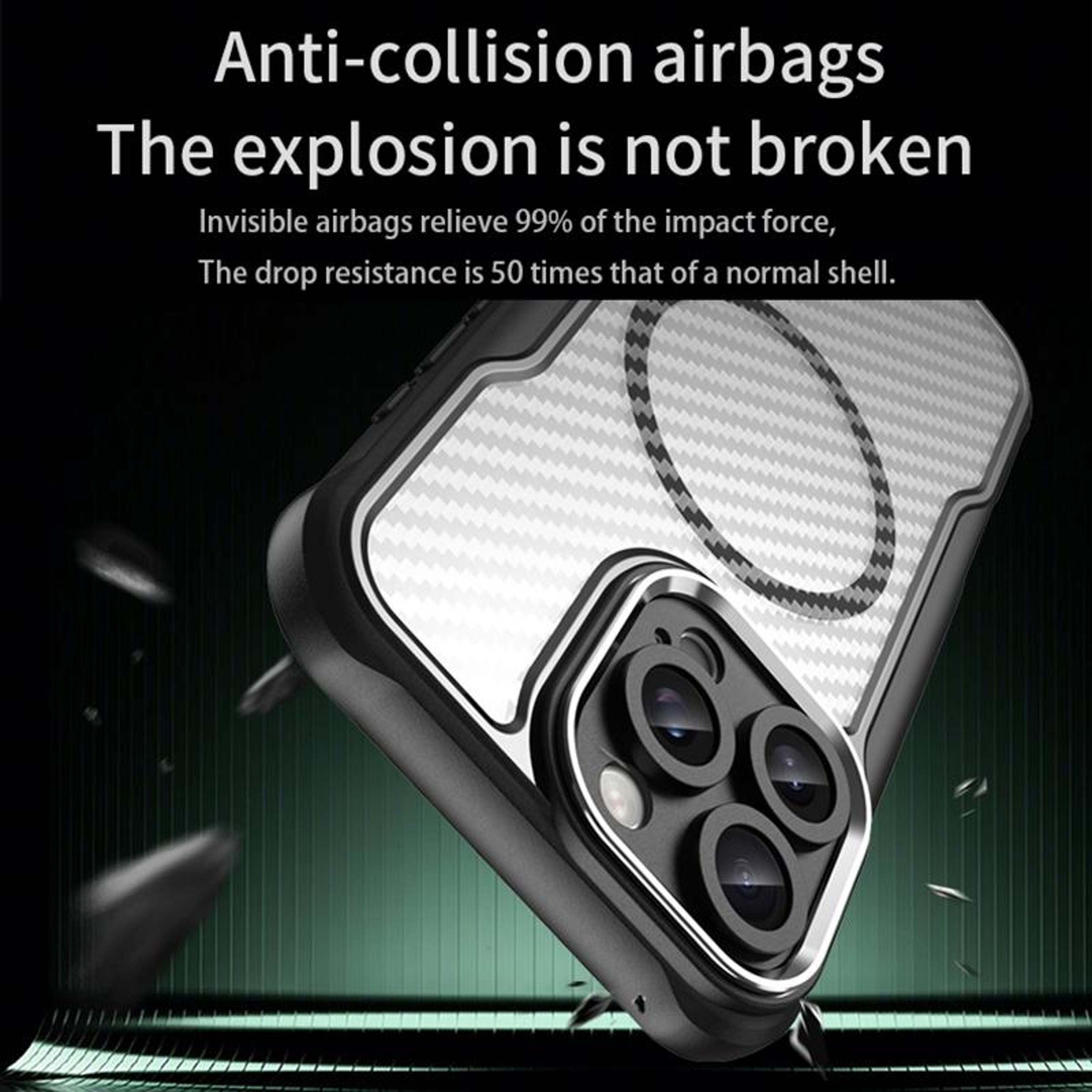 IPhone 16 Pro MagSafe Case With Carbon Fiber Texture Translucent Shockproof Protective Cover 2