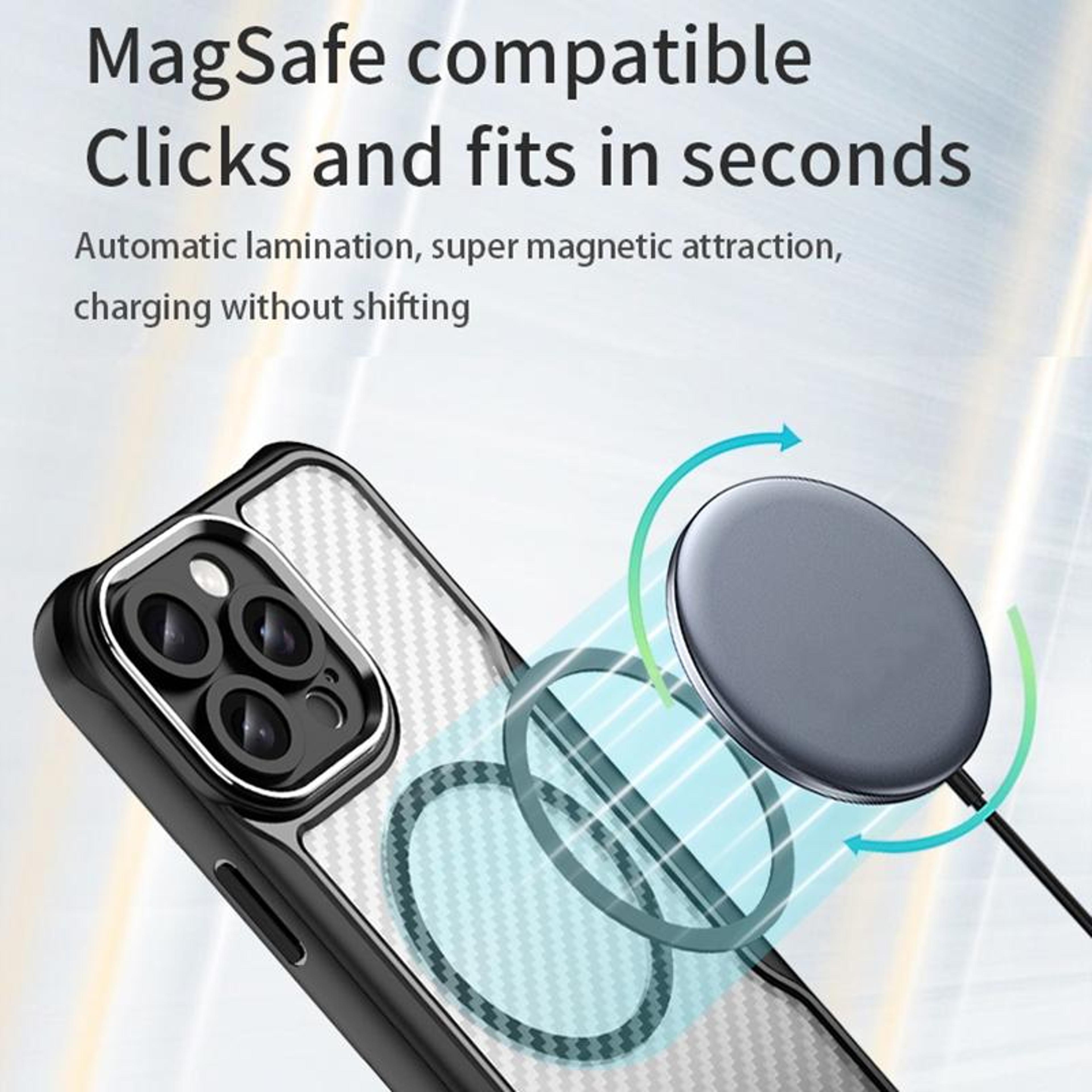 IPhone 16 Pro MagSafe Case With Carbon Fiber Texture Translucent Shockproof Protective Cover 4