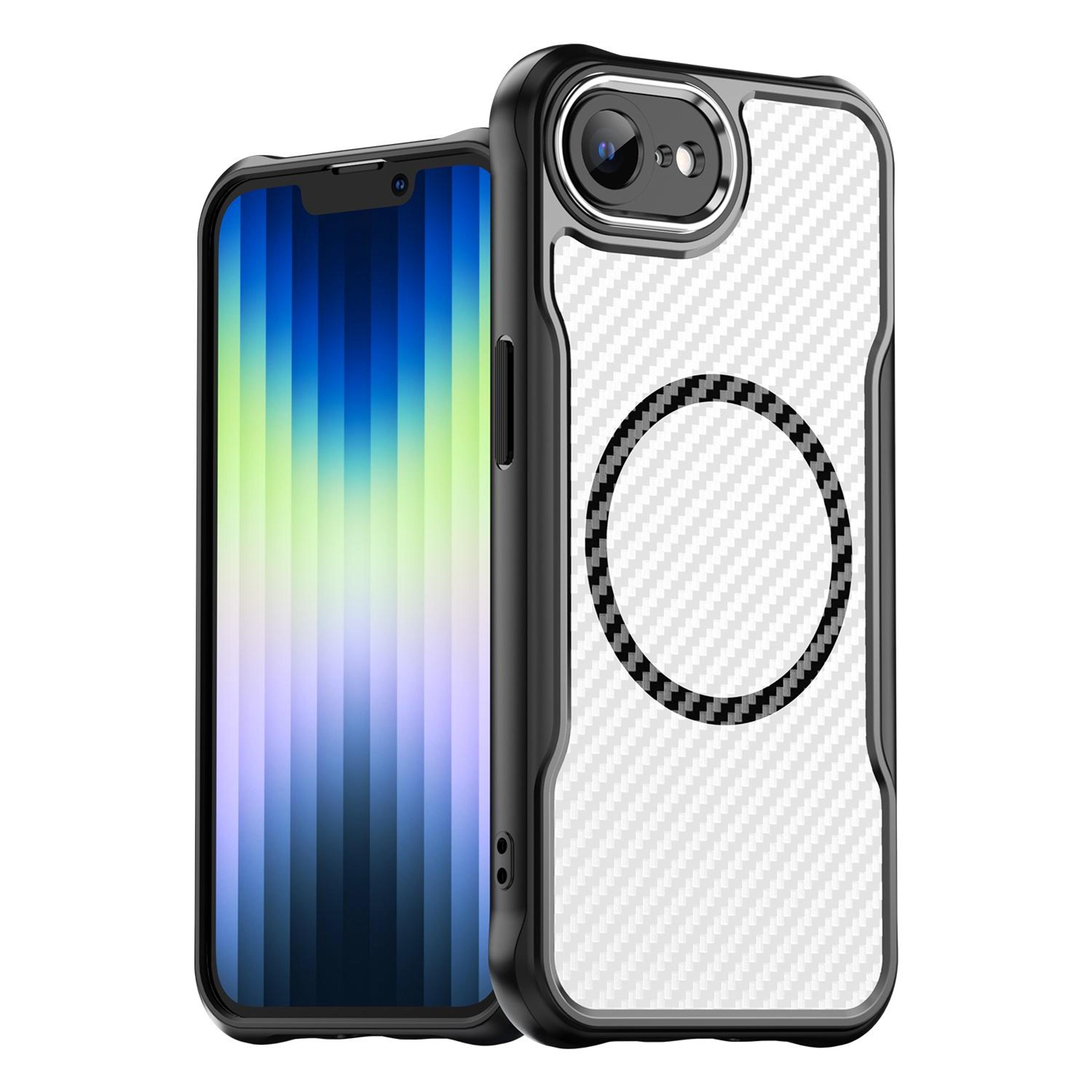 Carbon Fiber MagSafe IPhone 17e 16e Translucent Shockproof Phone Case 1