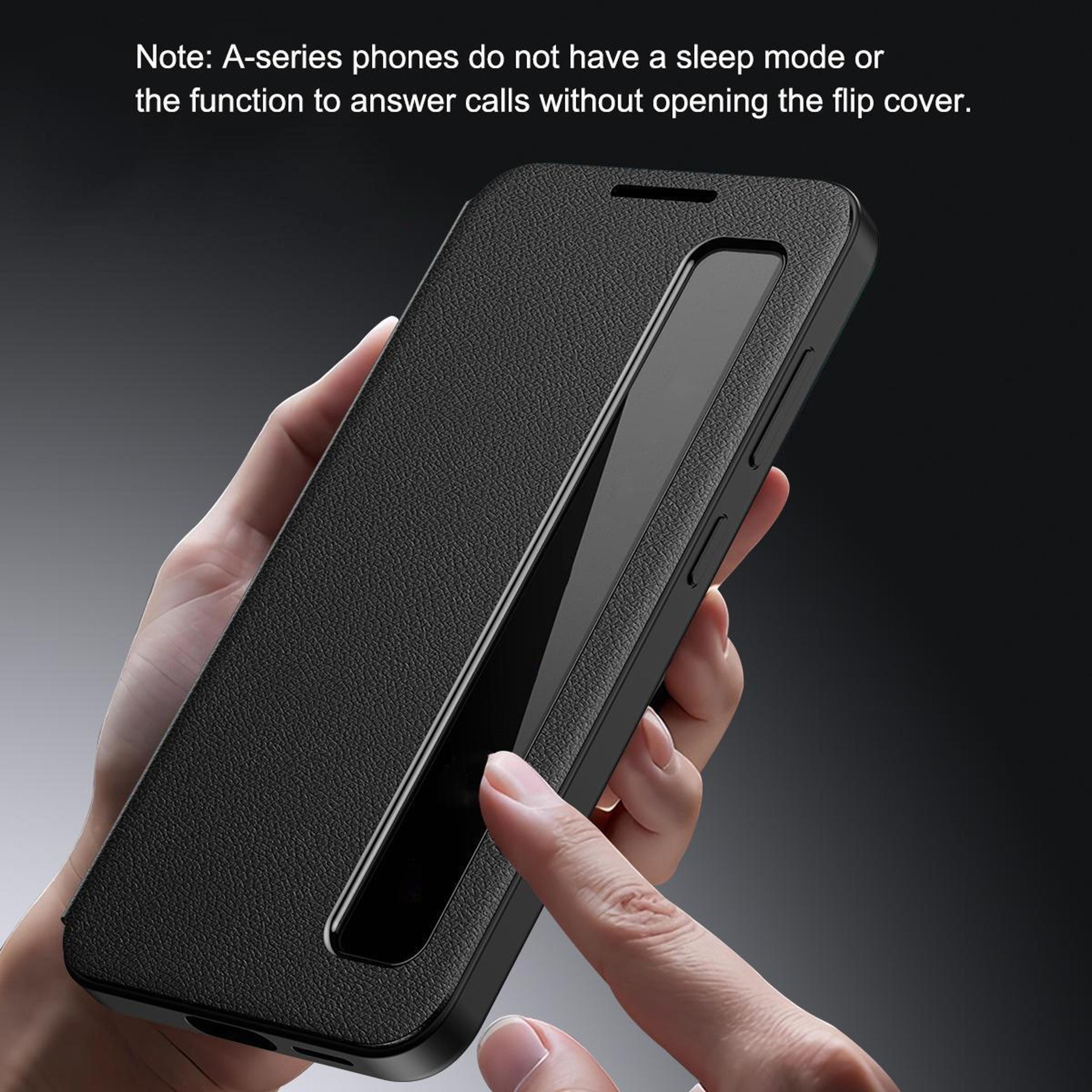 Galaxy A27 5G Smart View Leather Phone Case With Clear Window Protective Flip Cover 5