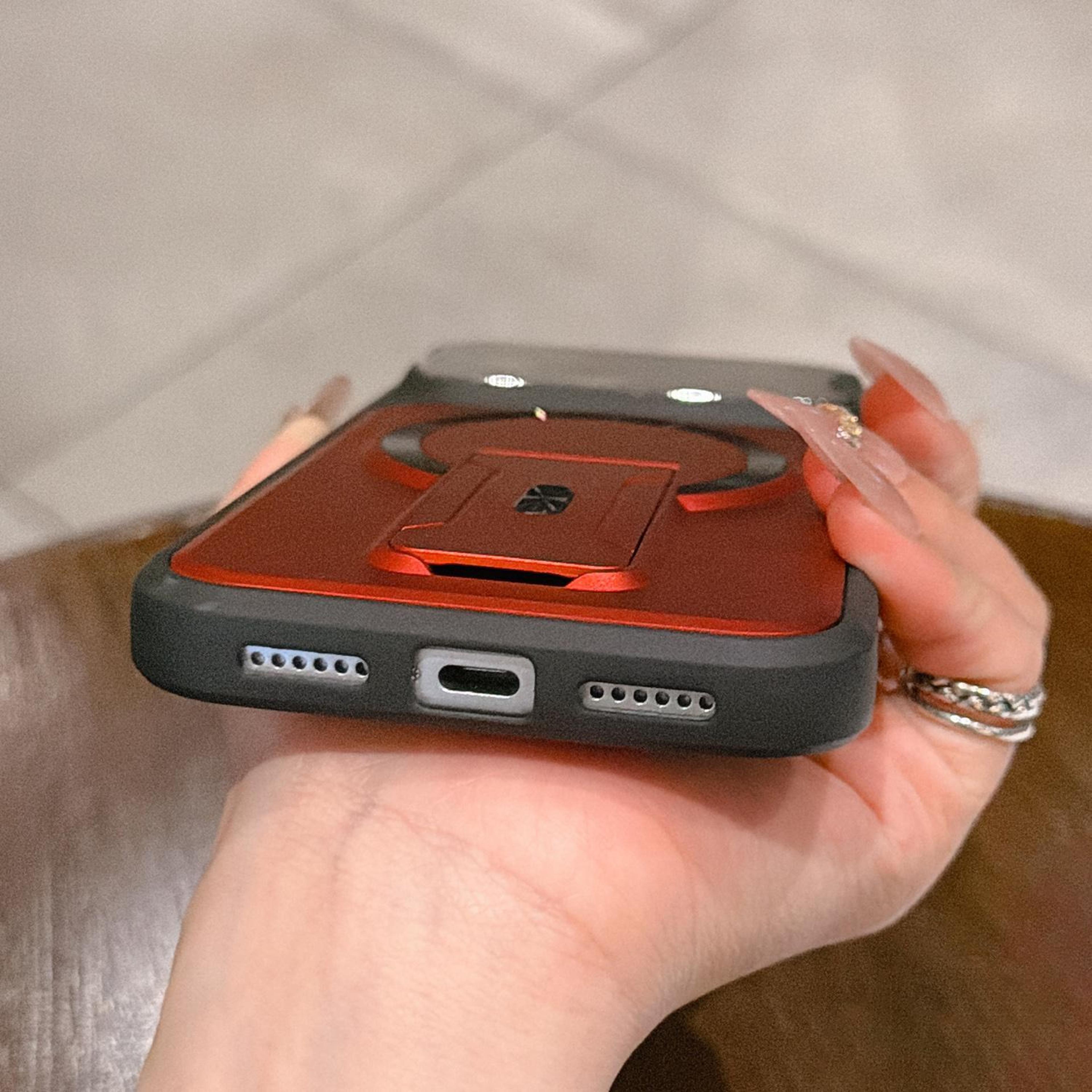 Magnetic IPhone 16 Pro Case With Hidden Kickstand And Lens Cover 3