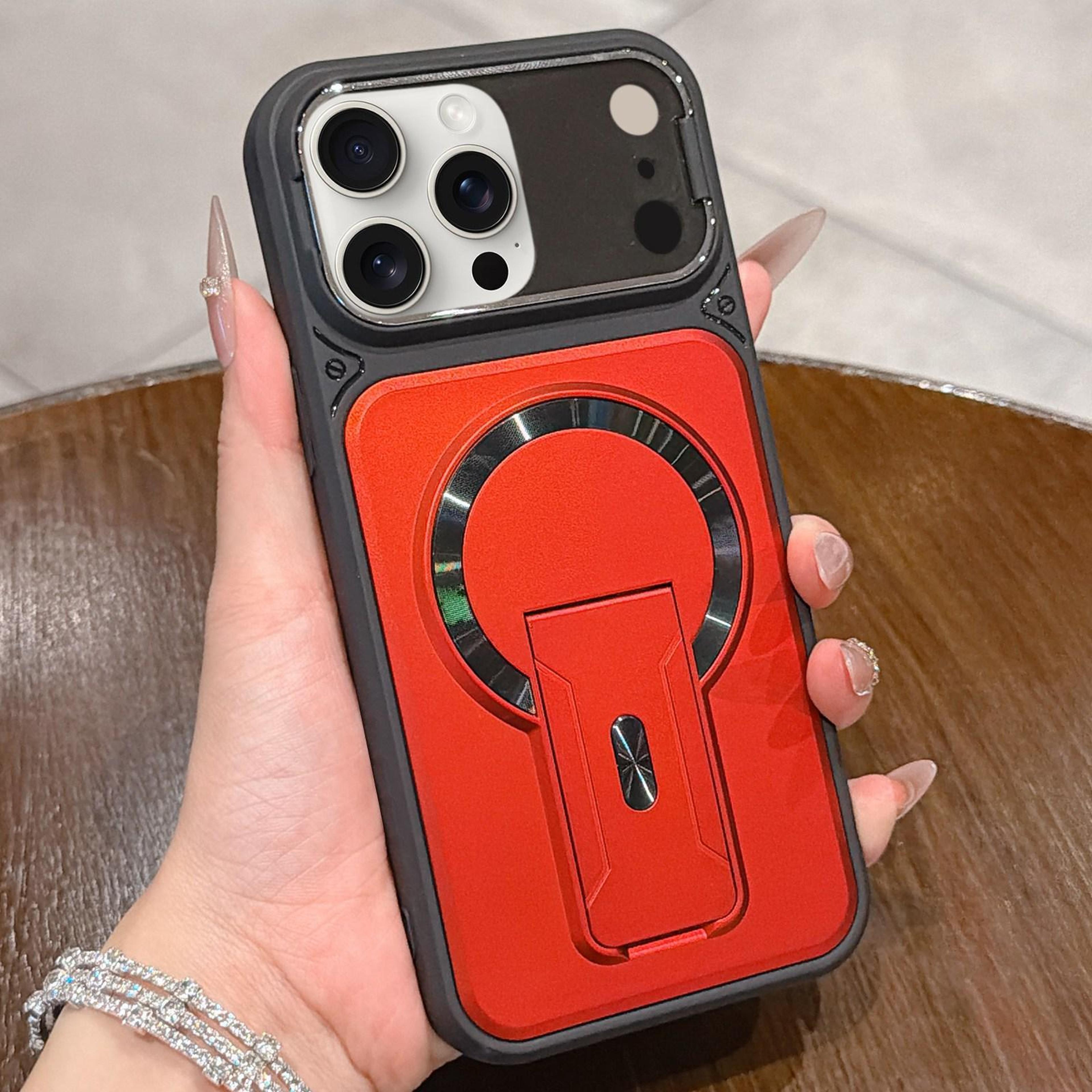MagSafe Compatible IPhone 15 Pro Case With Hidden Kickstand Lens Cover  Shockproof Protection 0