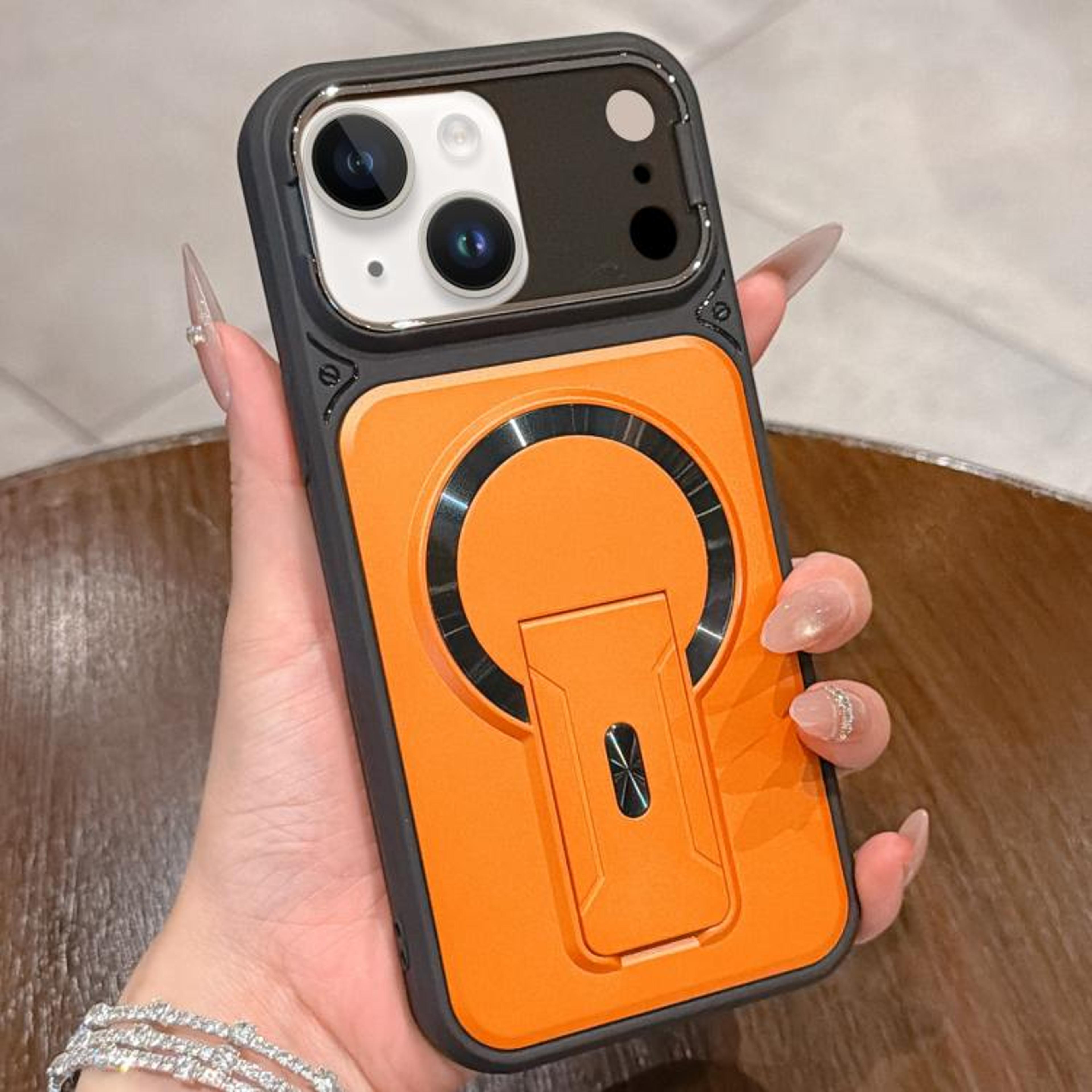 Magnetic Shockproof IPhone 15 Plus Case With Lens Cover  Hidden Kickstand 9