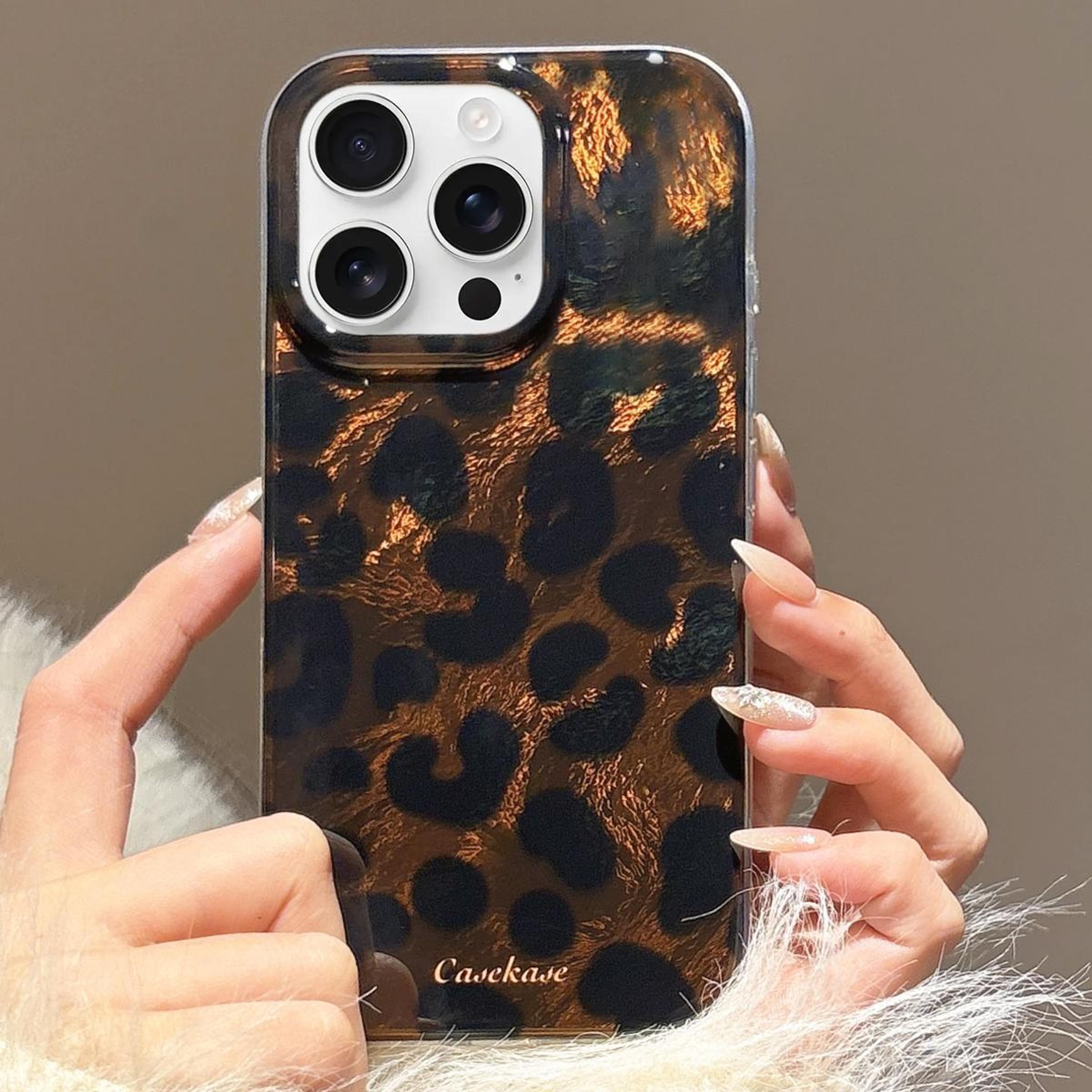 luxury brown leopard print iphone 15 pro max case soft tpu phone case protective cover